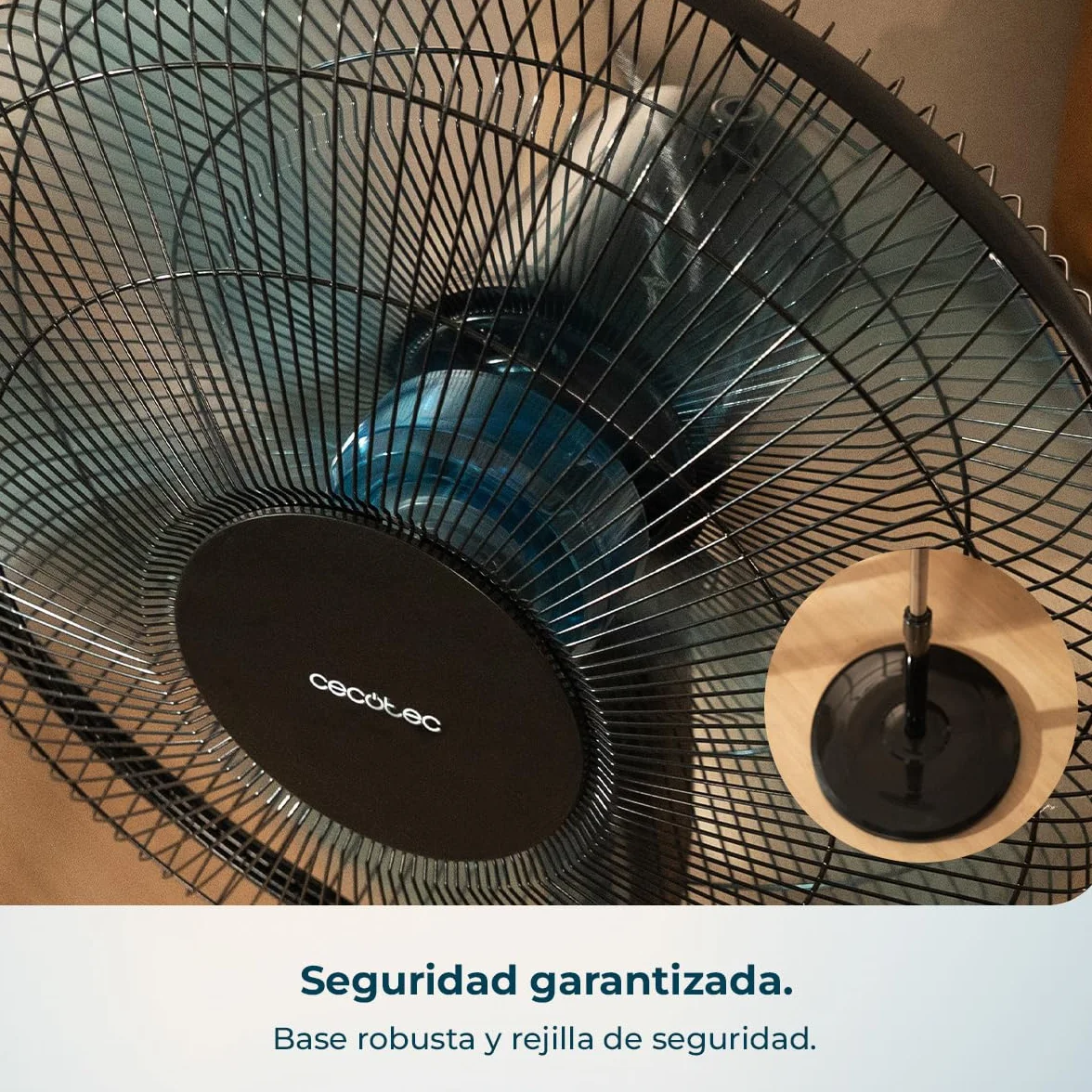 Cecotec Ventilador de Pie EnergySilence 515 WindLite Pro Black. 56W, Diámetro 16” (40cm), 3 Velocidades, Oscilación Automática, Altura Ajustable, 5 Aspas y Máxima Seguridad, Negro