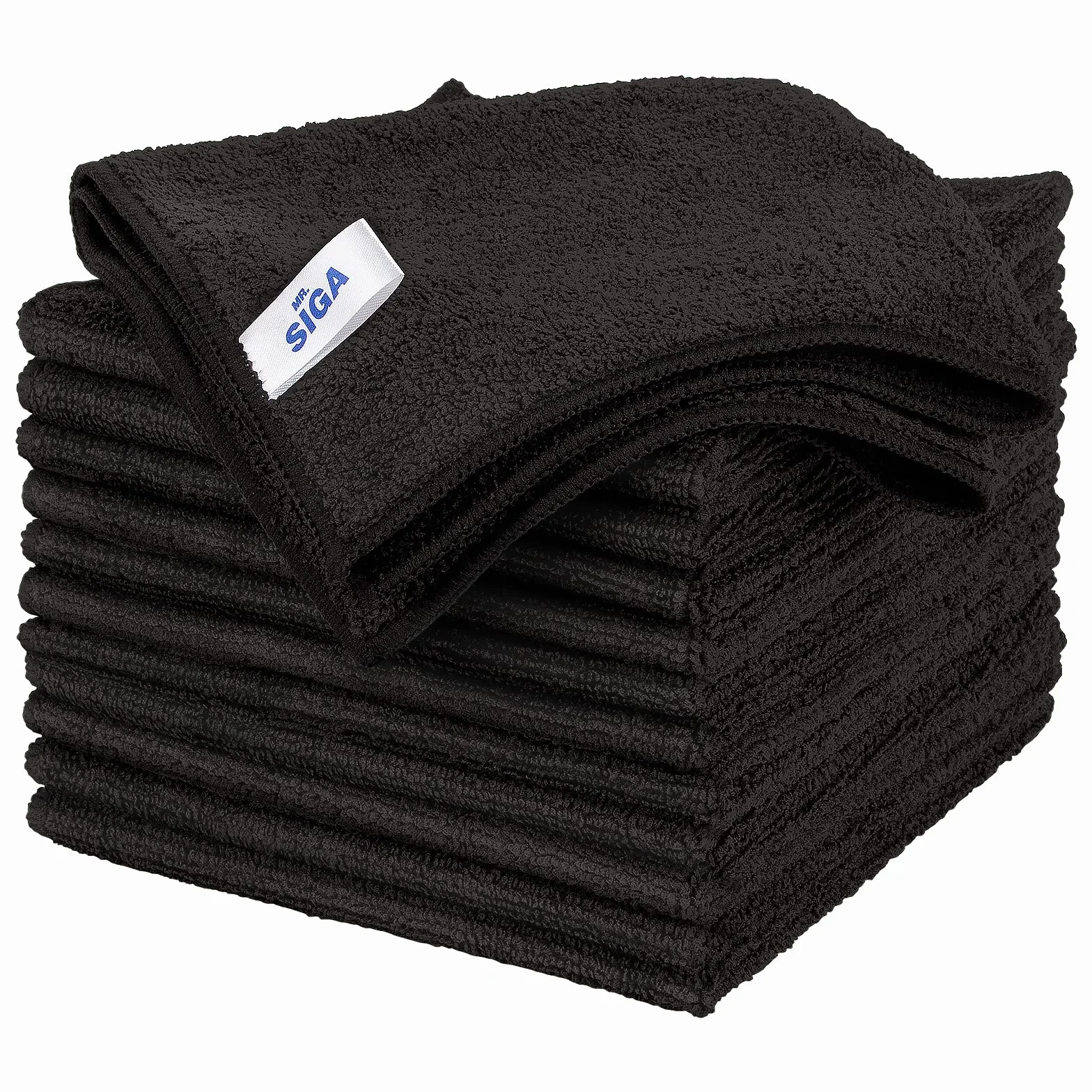 MR.SIGA Paños de Microfibra Multiusos 32x32 cm, Paquete de 12, Negro