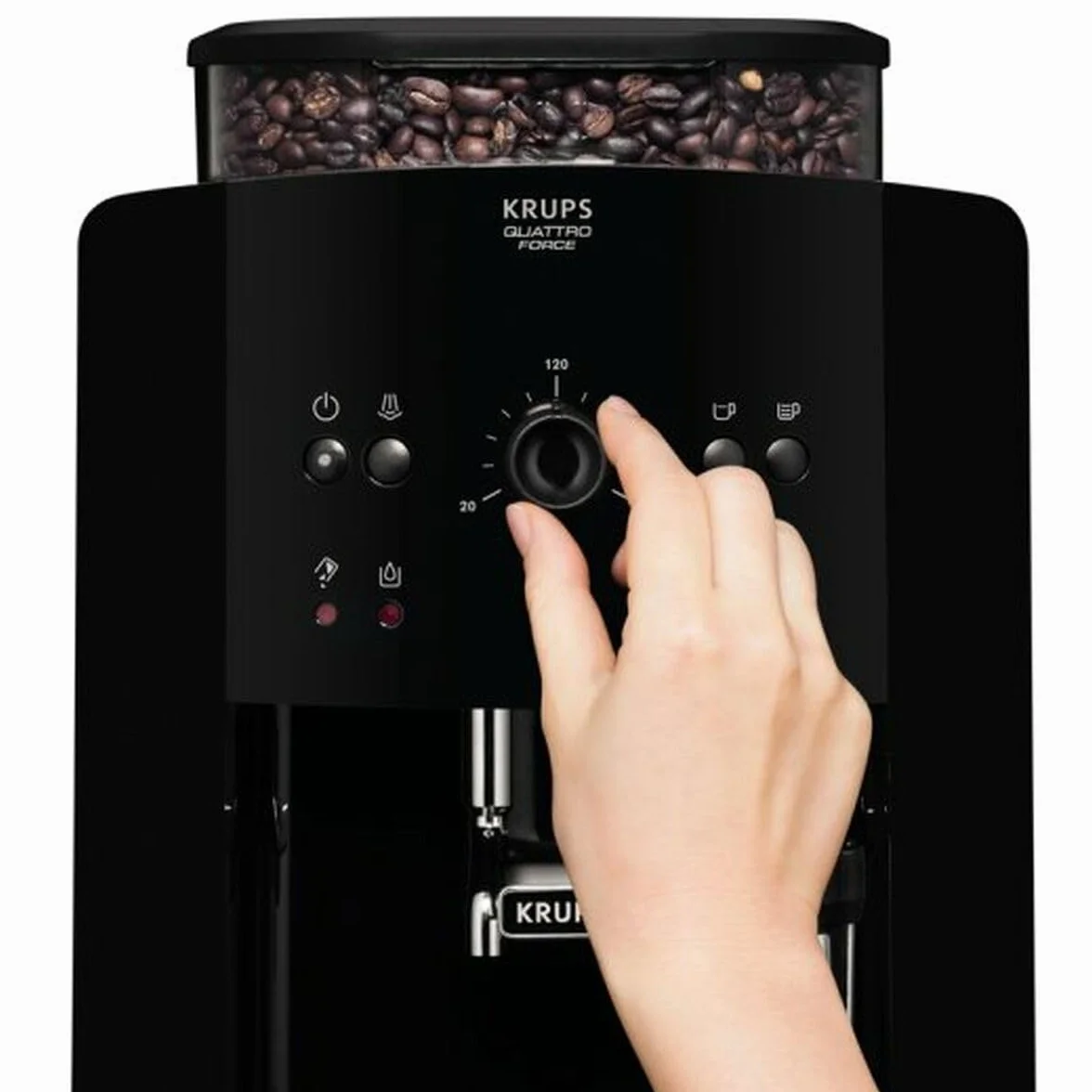 Krups Arábica Cafetera Espresso Automática, 1450 W, 1.7 litros, Acero Inoxidable, Negro