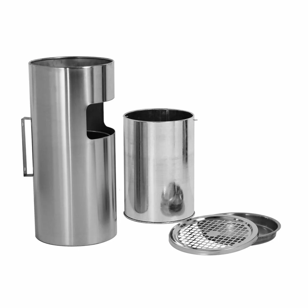 Danieli Store | Papelera y Cenicero Exterior para Pared 10L ø24,5x51 cm | En Acero Fácil de Vaciar con Bandeja Recoge Cenizas | Kit de Fijación a Pared Incluido