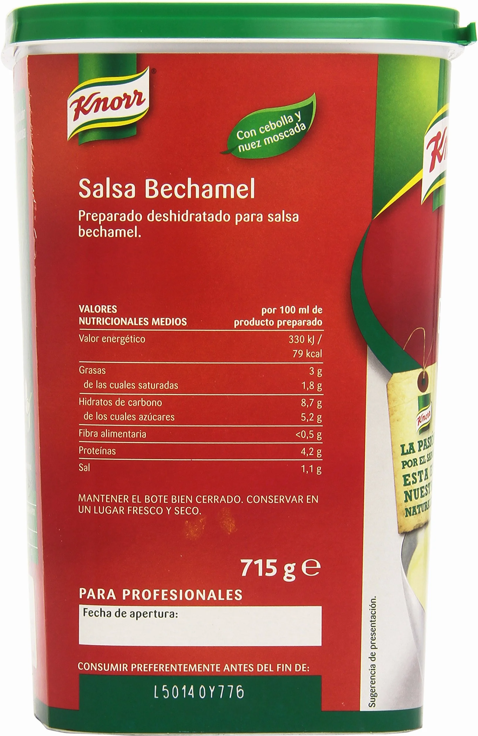 Knorr Salsa Bechamel Con cebolla y nuez moscada 715 g