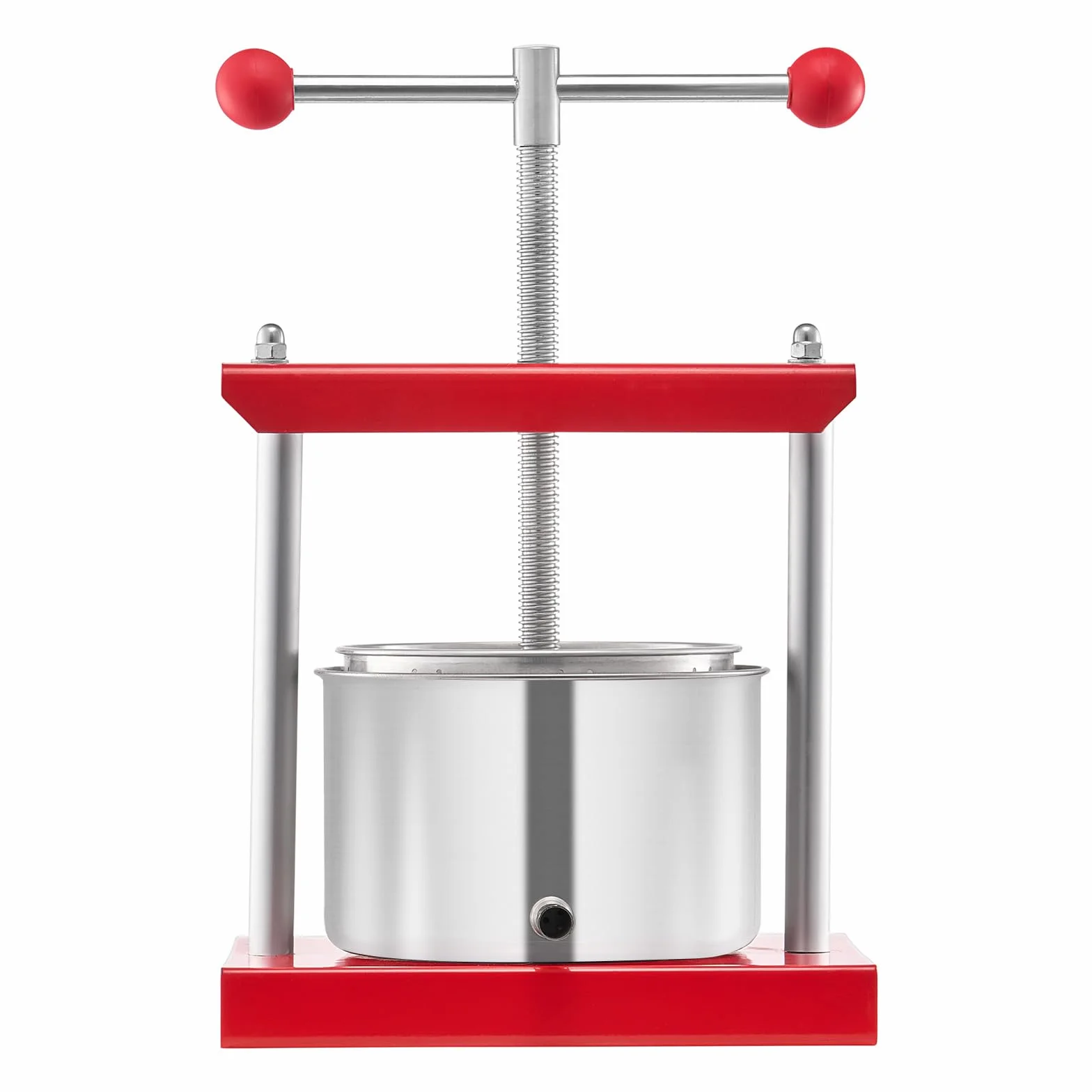VEVOR Prensa de Vino de Frutas 3 L, 2 Barriles de Acero Inoxidable, Exprimidor Manual, Sidra, Manzana, Tintura de Uva, Miel, Aceite de Oliva, para Cocina al Aire Libre y Hogar, 260 x 205 x 560 mm
