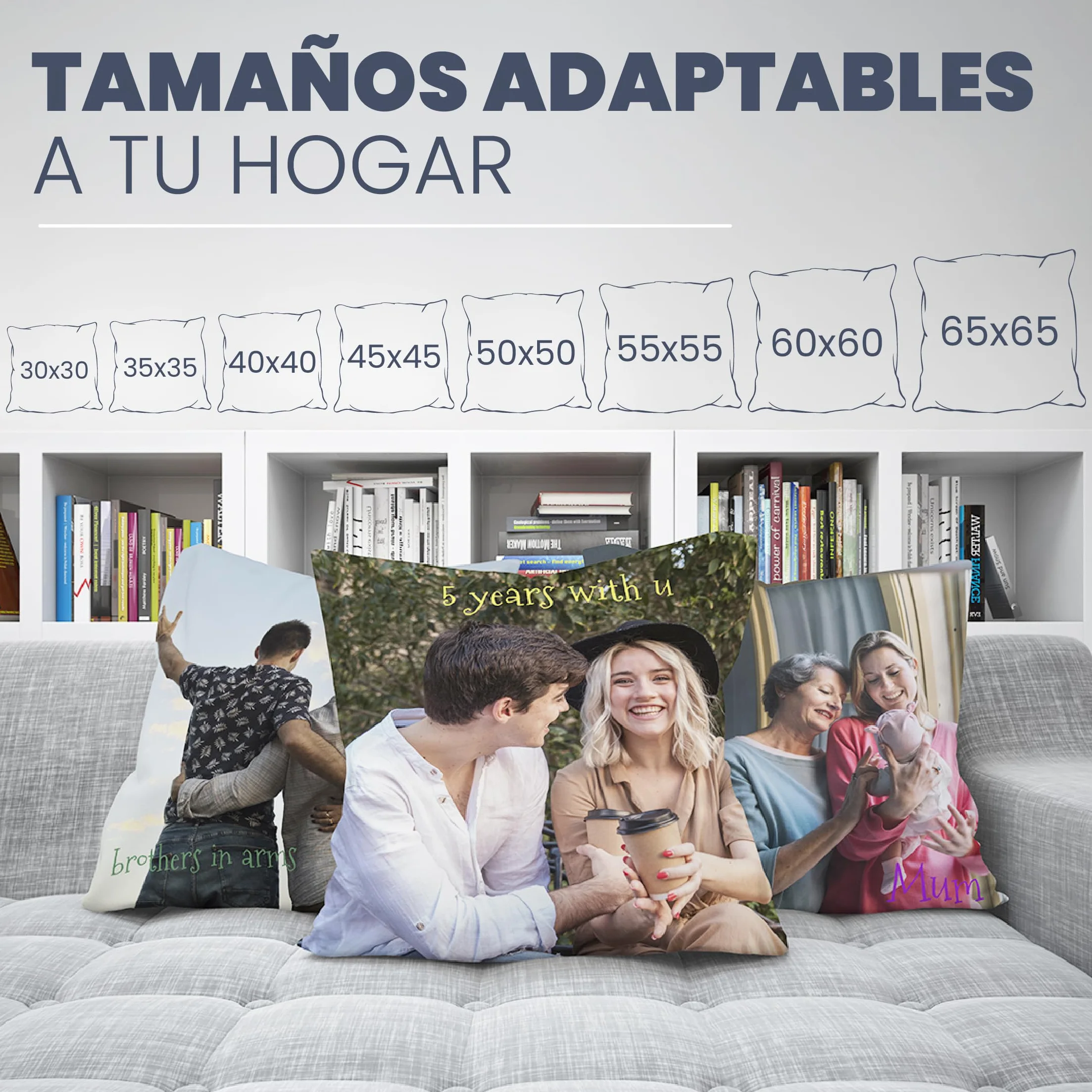 Cojín Personalizado con Foto y Texto 30x30cm Relleno Incluido Regalos Originales