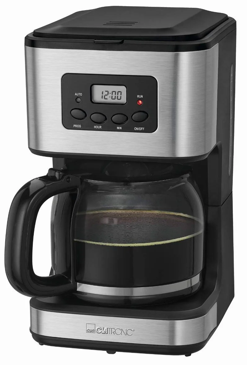 Clatronic KA 3642 Cafétera Programable Eléctrica de Goteo Automática, 900 W, Acero inoxidable, Gris/Negro