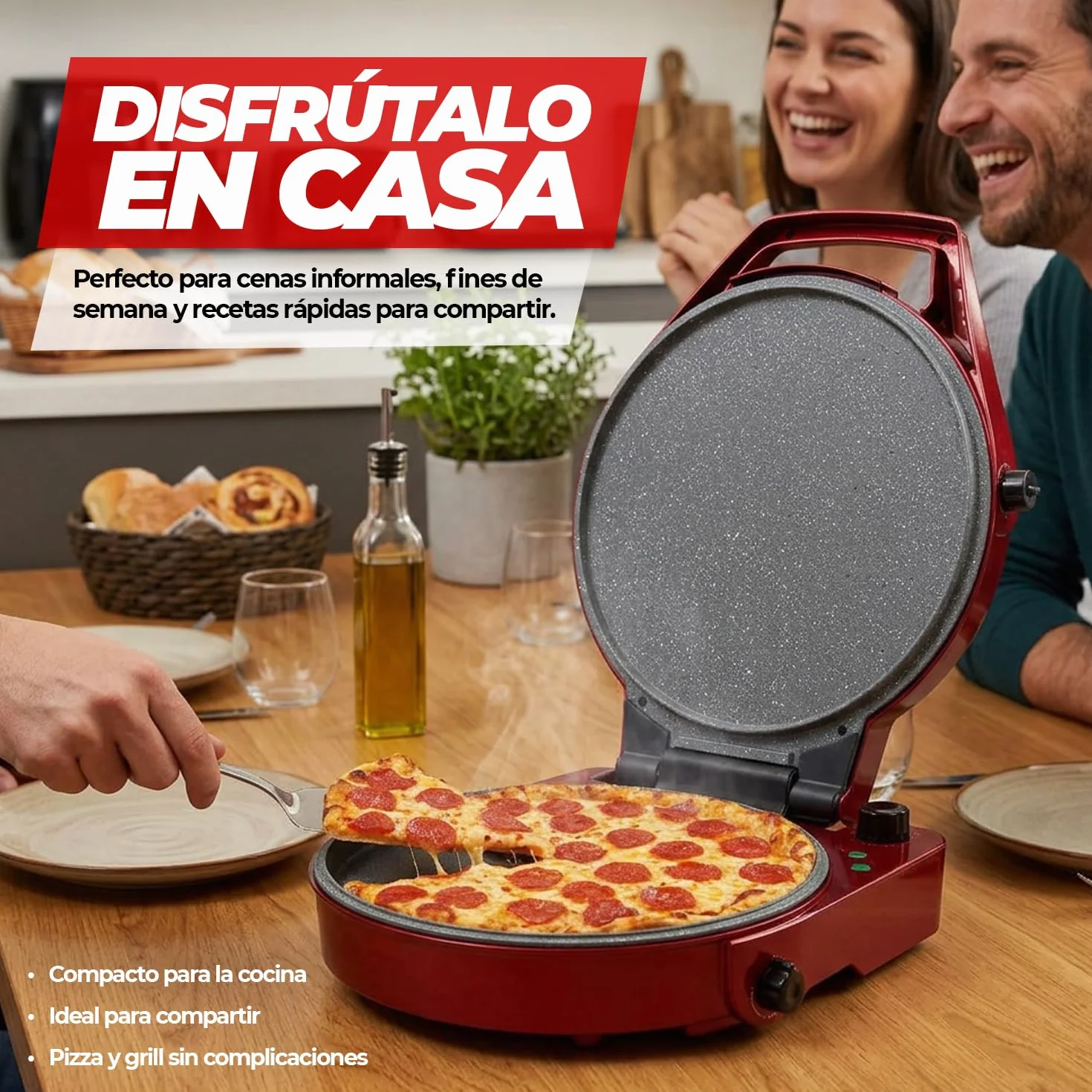 SOGO Horno Eléctrico 2en1 para Pizza y Barbacoa 30cm 1800W Horno Grill 180º