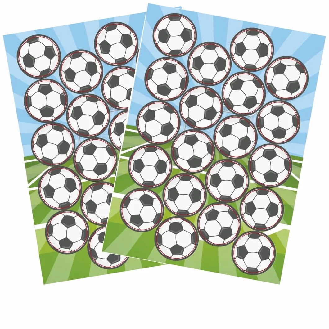 Dekora Pack 2x20 Mini Discos de Oblea de Balones de Fútbol, Decoraciones Comestibles para Cupcakes, 3,4 CM