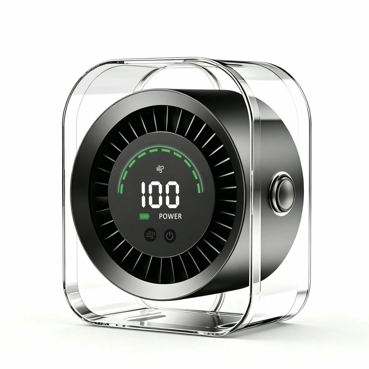 DDKJ Ventilador de Mesa Silencioso USB Recargable 360° 100 Ajustes 15 Horas 2 en 1 Sobremesa/Pared Negro