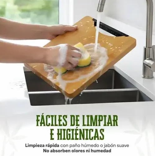 Tablas de Cortar de Bambú Set 2 Piezas.Tabla cocina madera. (38x28 + 30x20 cm) con Asa – Antibacterianas, Resistentes y Fáciles de Limpiar – Tabla Cocina Profesional