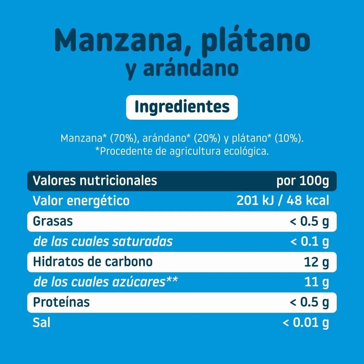 Smileat Tarrito de Frutas Ecológicas Manzana Plátano Arándano +6 Meses 130g