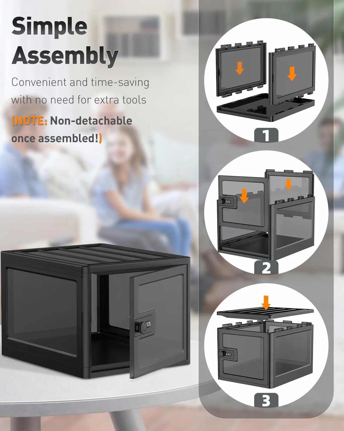 Uniclife Caja de Medicamentos con Candado Combinación 13 L Grande, Caja de Almacenamiento Seguro para Medicinas, Artículos Personales, Alimentos, Apilable para Hogar, Oficina y Escuela