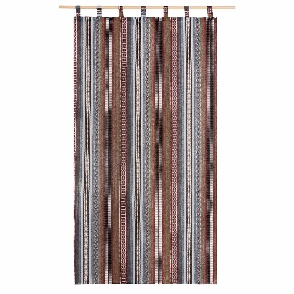 Cortina alpujarreña con trabillas RUSTICA Nº21 de 140x260 cm, Tejido jacquard, de fácil mantenimiento y resistente. Confeccionada con trabillas. Diseño rústico. Cortina de puerta exterior