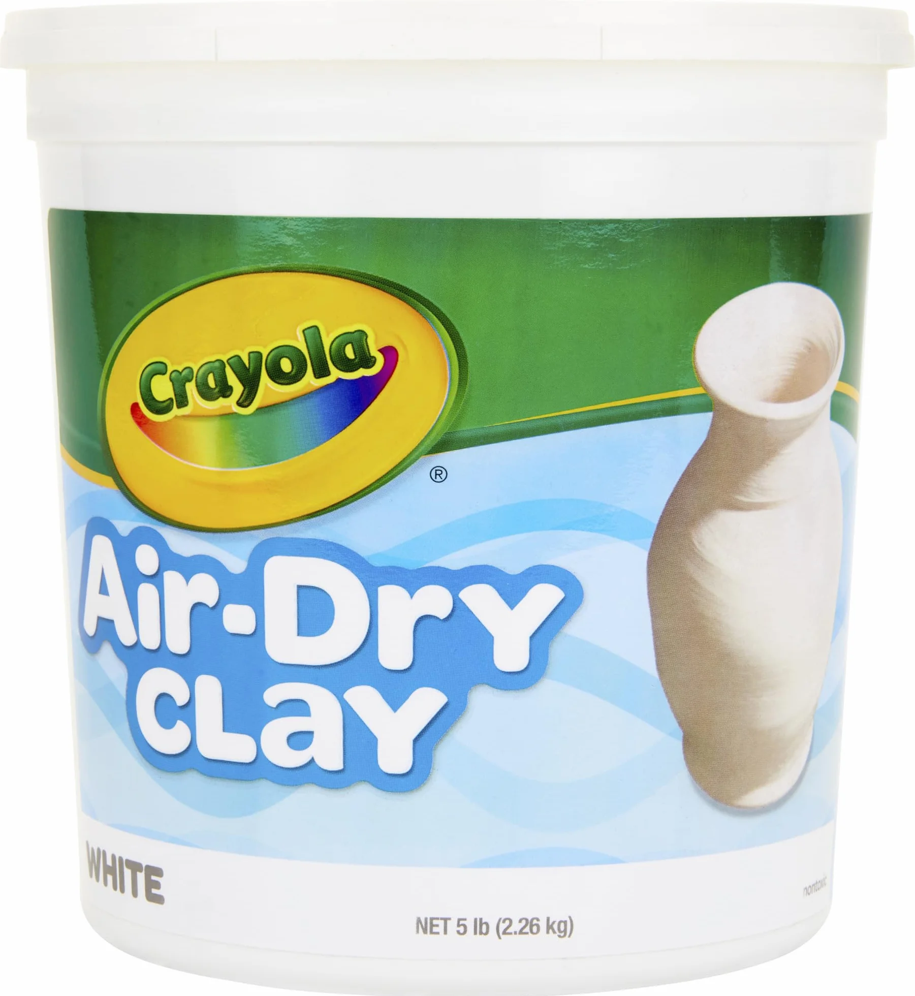Crayola Cubo de arcilla seca al aire, arcilla sin hornear para niños, alternativa de arcilla modelada, cubo resellable de 5 libras, color blanco