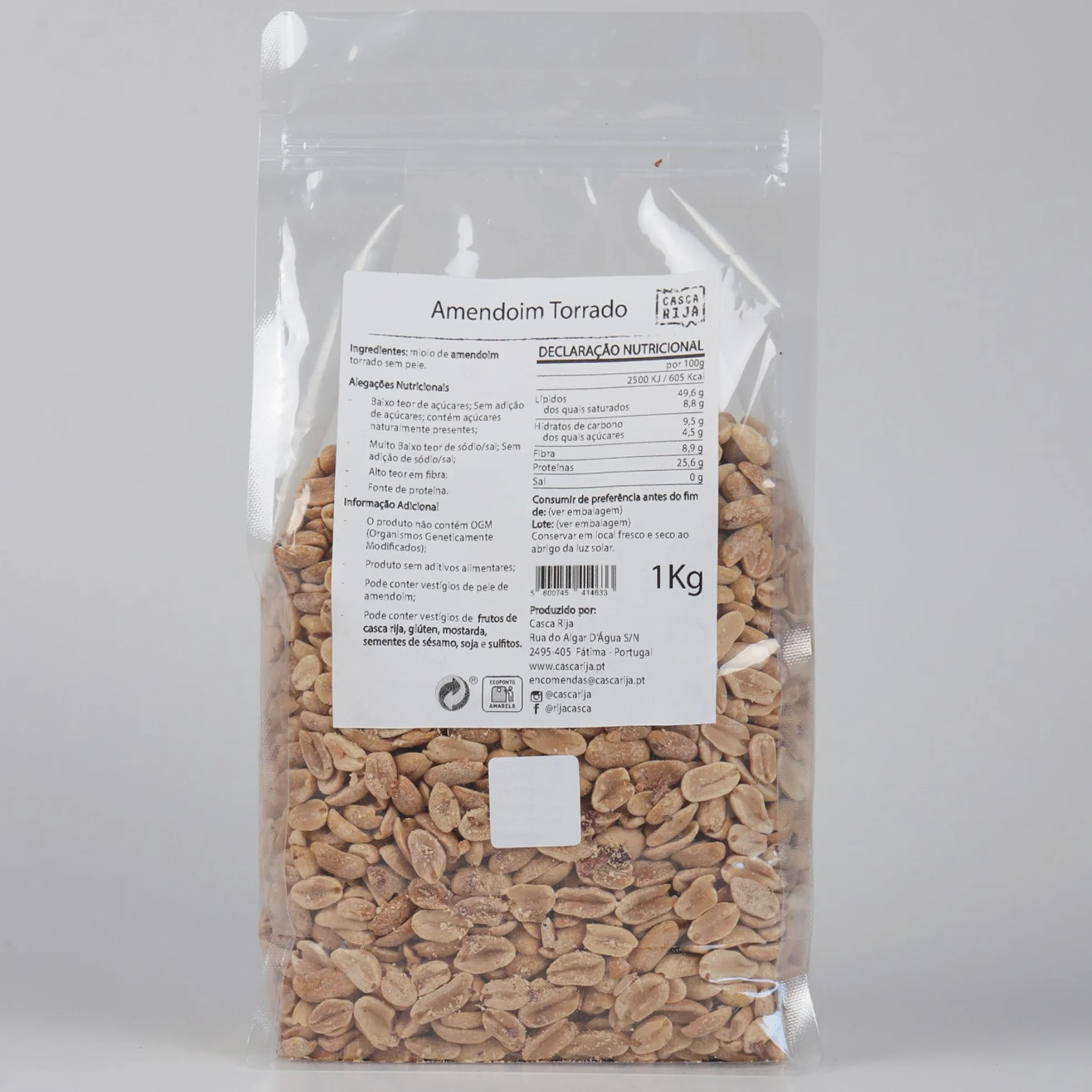Cacahuetes Tostados 1 kg Natural Sin Aceite Sin Sal Vegano