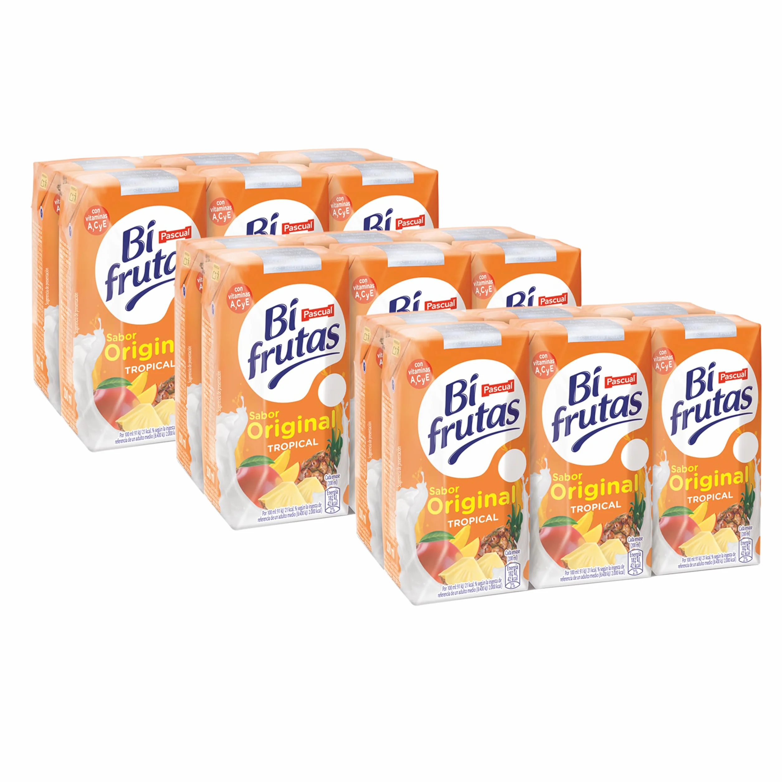 Pascual Zumo Tropical Original Bifrutas 18 x 200 ml Pack 3 uds.