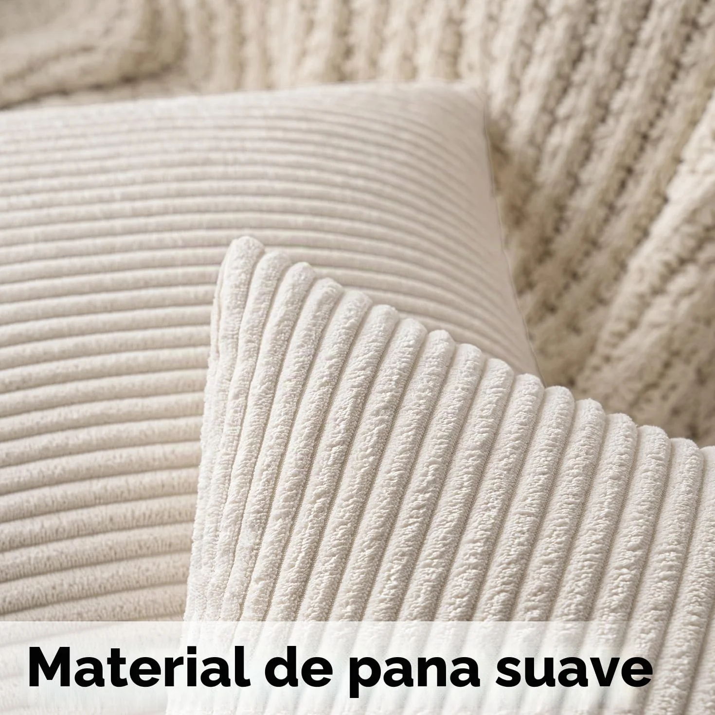 MIULEE Funda Cojines para Sofá Corduroy Rayas 40x40 cm 2 Piezas Beige