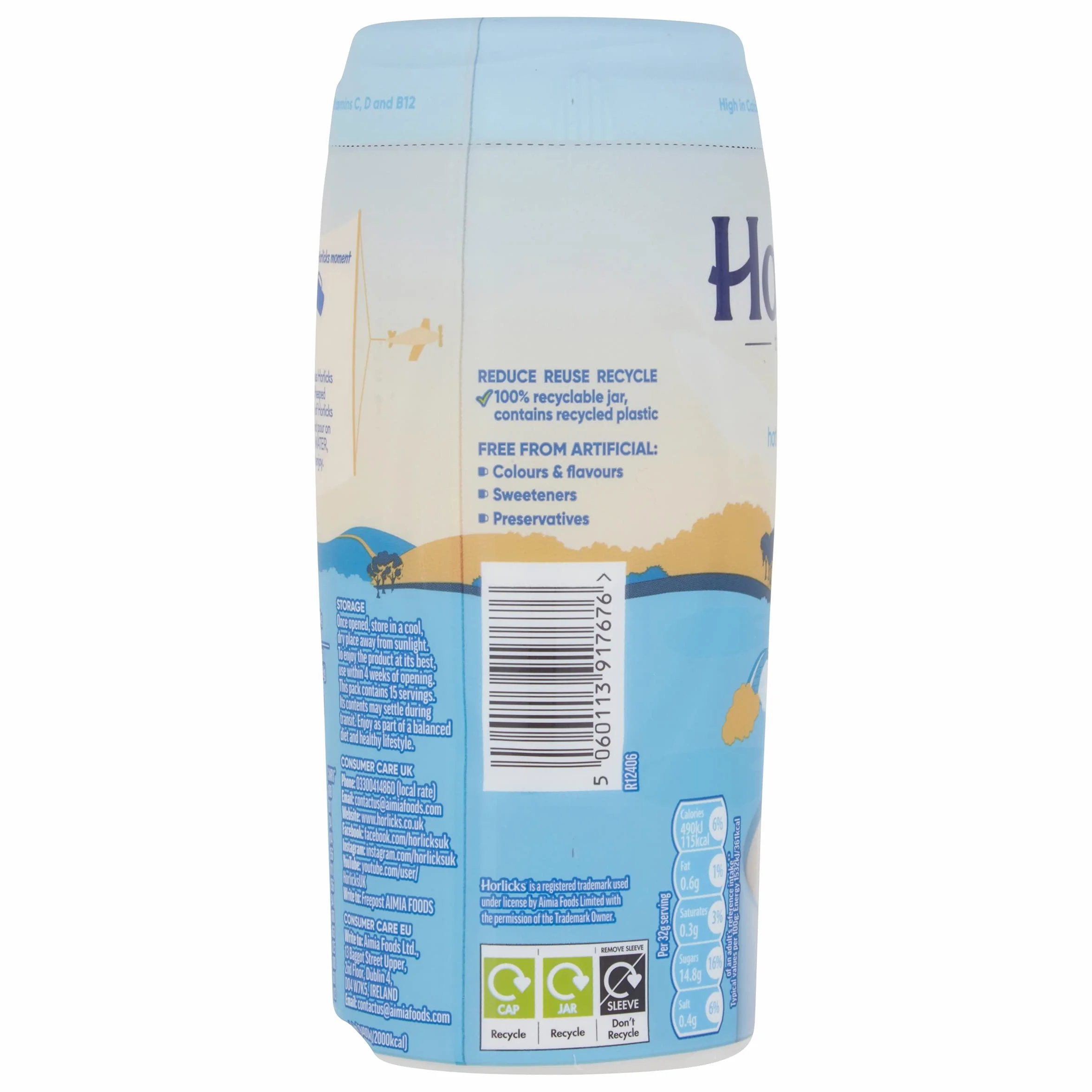 Horlicks Frascos de Golosinas Calientes Instantáneos 6x500g