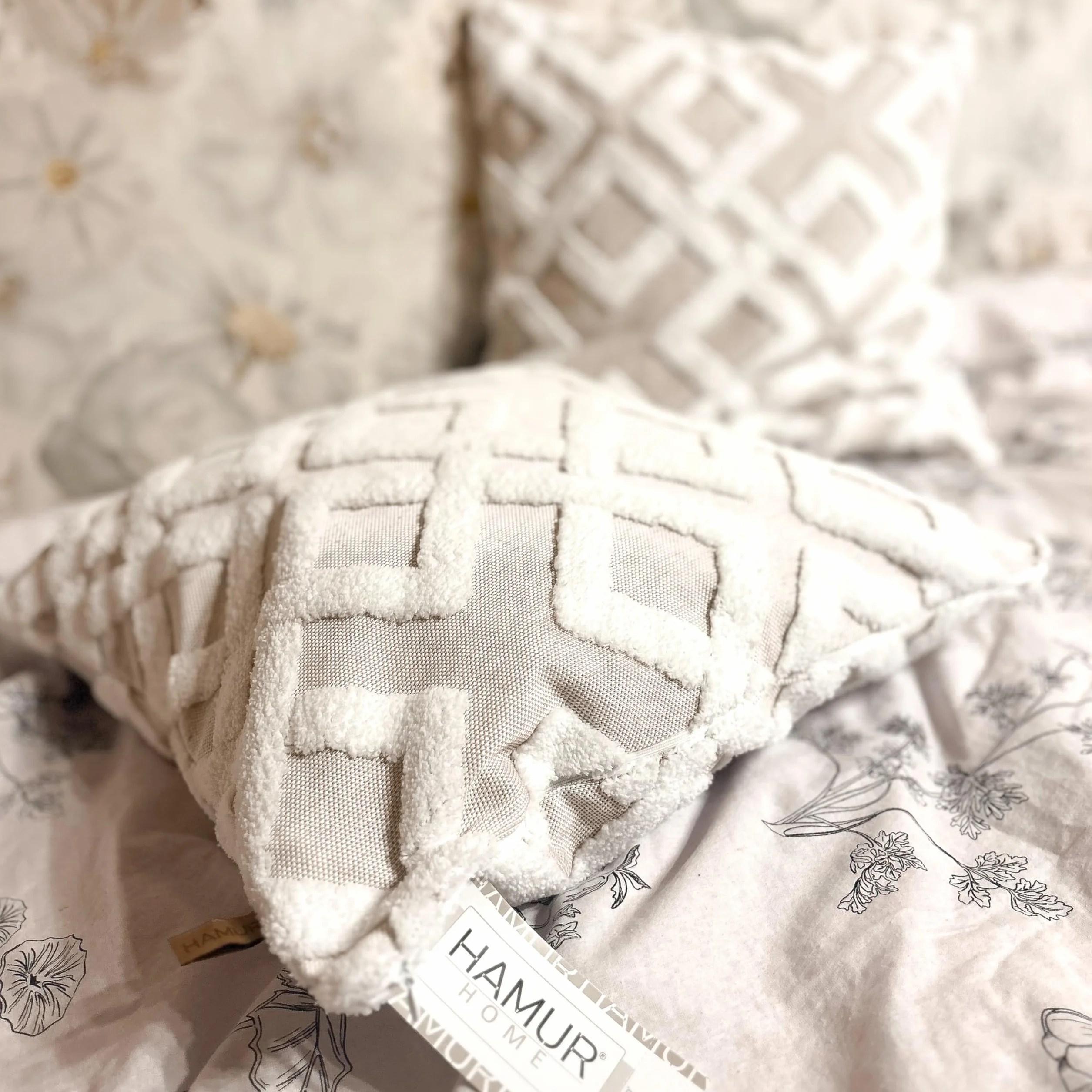 HAMUR HOME Fundas De Cojín 45 X 45 Cm Boho Decorativa Mila Beige