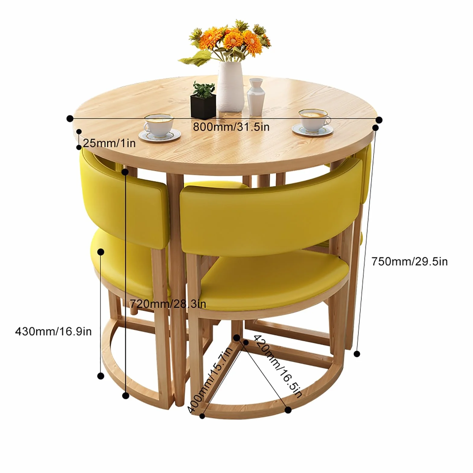 Juego de mesa de comedor redonda y silla, perfecto para oficina, recepción y zonas de ocio, ideal para salón, sala de estar, balcón en casa, mesa redonda pequeña