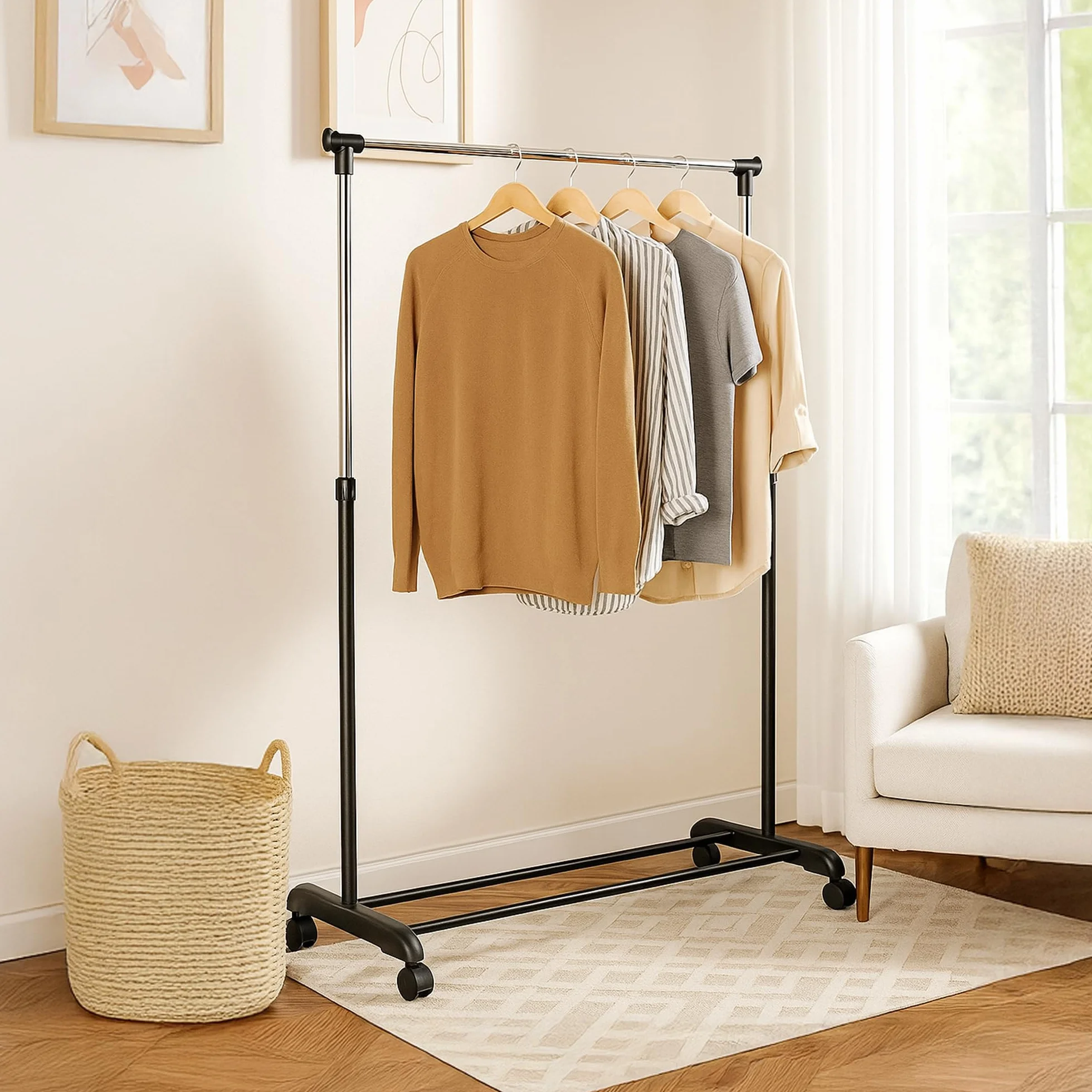 Home Vida Perchero Ajustable Ropa Rail, Plata Entrega Gratuita