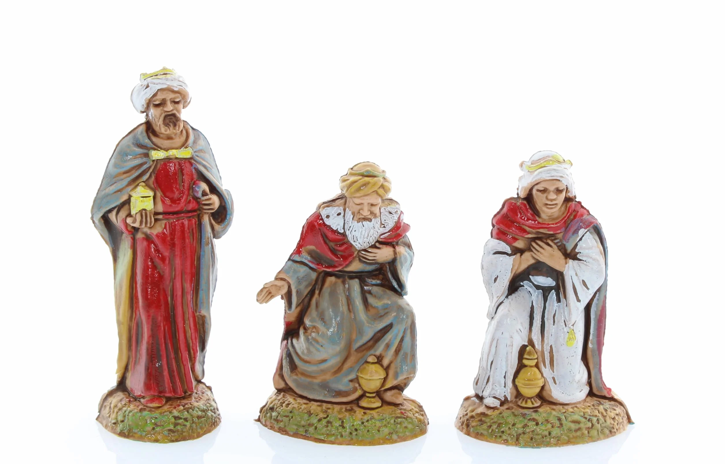 Moranduzzo Trío Reyes Magos Apto para Belén de 6 cm Escala 1:32 – Mini 6 – Figura Irrompible, Estilo '700, Pintada a Mano, Escultor M. Landi