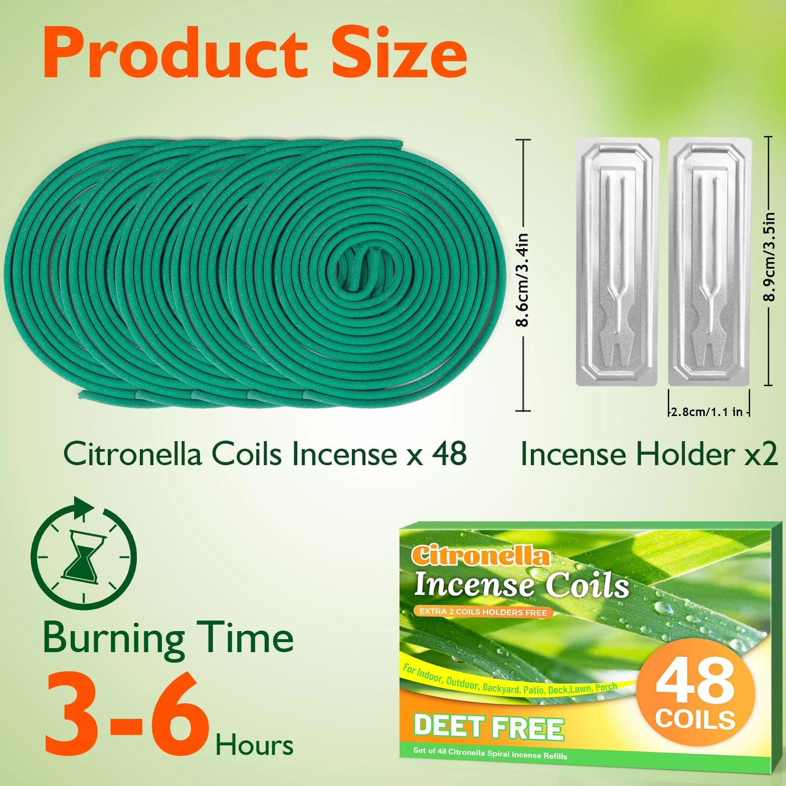 Scentorini Citronela Incienso Espiral 48 Piezas Exterior Jardín Camping