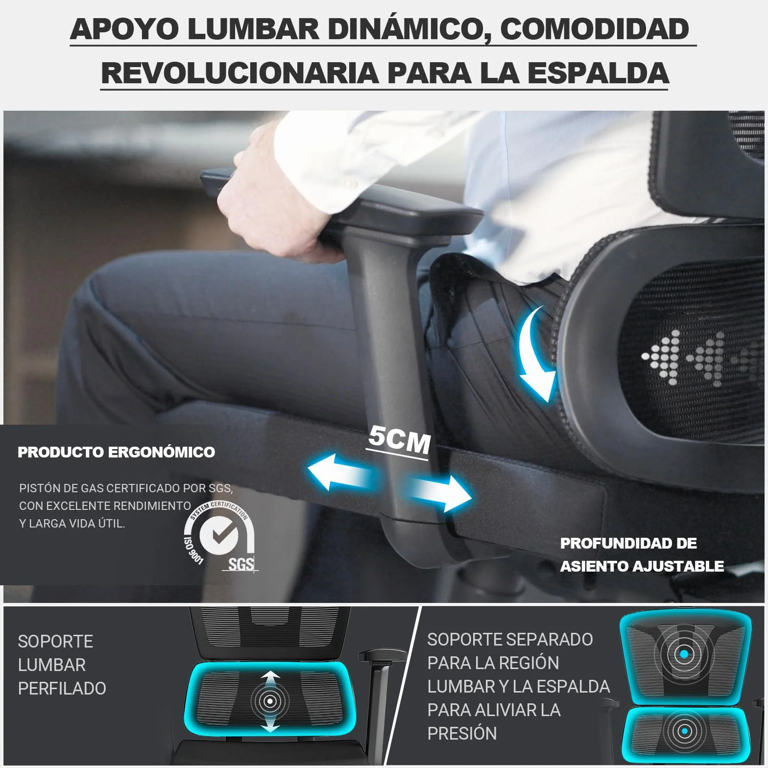 MELOKEA Silla de Oficina Ergonómica, Reposabrazos 4D, Asiento Ajustable, Reposacabezas 3D, Ruedas de Goma, 200KG