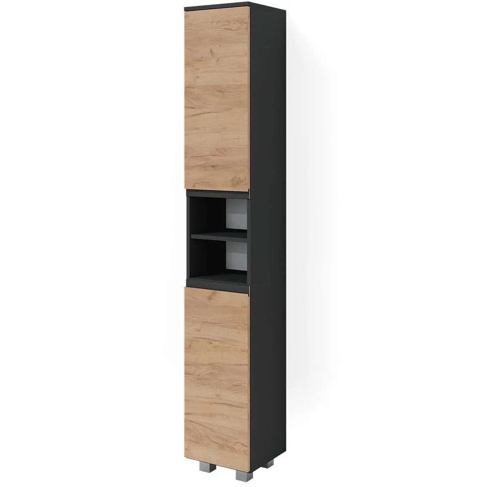 Vicco Armario de baño J-Shape, Gris, 30 x 190 cm, para Almacenamiento y combinación con Otros Elementos en Forma de J
