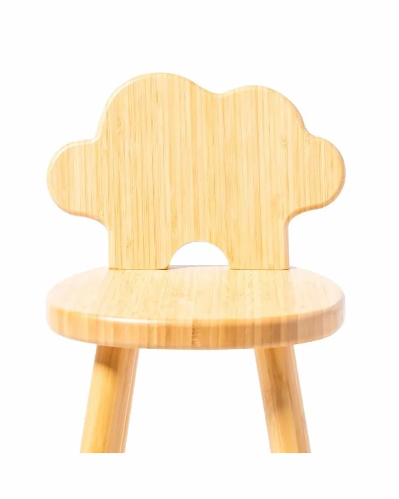 ATAA Silla Infantil Montessori de bambú Darina – Altura Adaptada para niños – Diseño Natural, ergonómico y ecológico – Ideal para rincón de Lectura o Mesa Montessori (Nube)