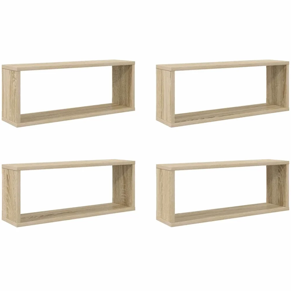 vidaXL Estantes Cubo Pared Estantería Colgante CD Libros Decoración Contrachapada Blanco Sonoma 60x15x23cm