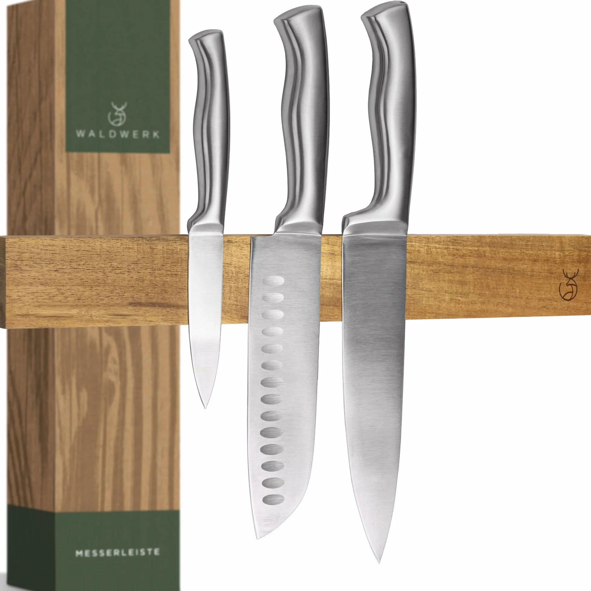 WALDWERK Barra magnética para cuchillos de cocina de madera de acacia 40x5 cm