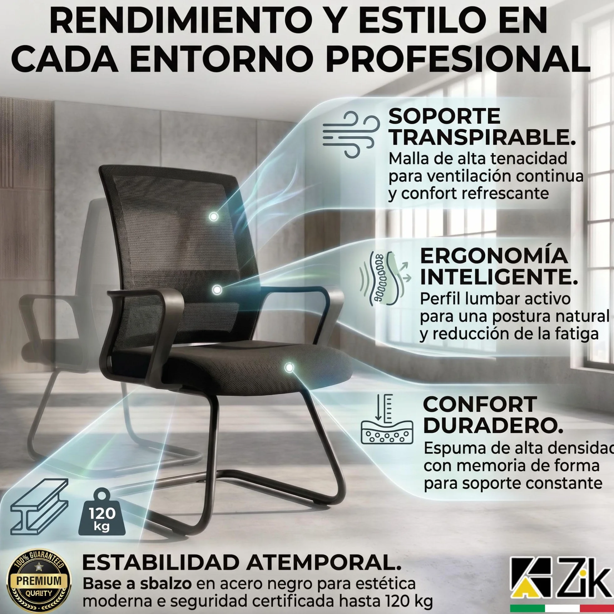 ZIK - Par de sillas para sala de espera, sillas con reposabrazos, cómodas y transpirables para acoger invitados y clientes, para salas de reuniones, sillas acolchadas sin ruedas, sillones para sala de
