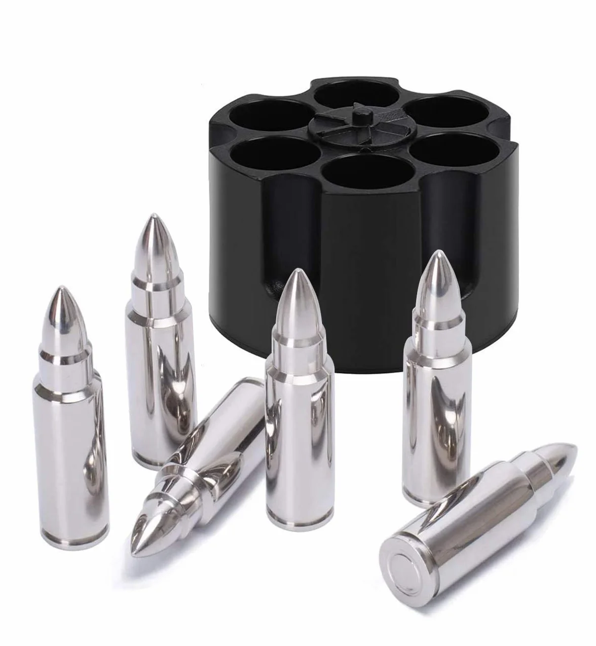 Dia del Padre Regalos Cubitos Hielo Whisky Set De 6 para Regalo Wiskhy Alcohol Cubitos Acero Inoxidable Cubos Enfriadores Bala De Acero Inoxidable para Cubitos De Hielo Bullet Reutilizables