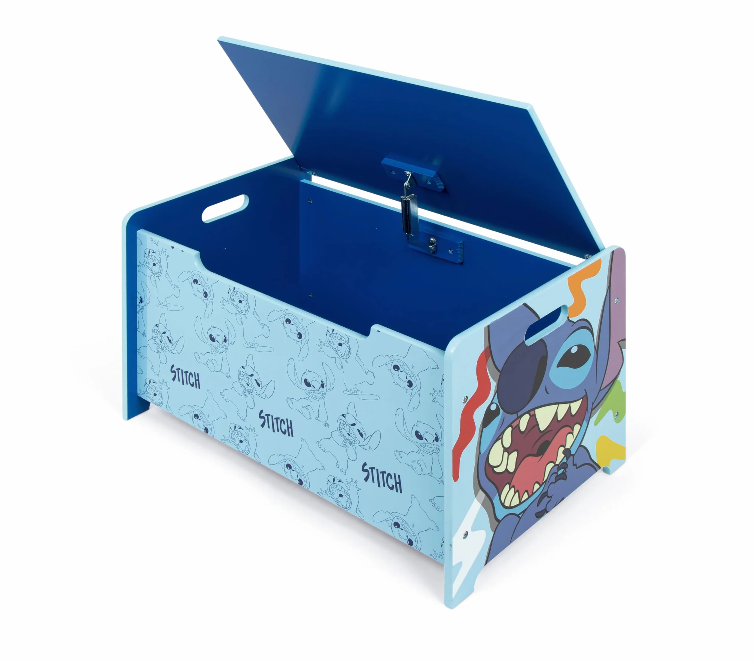 Banco juguetero de madera Stitch Disney 62.5x40x37cm azul