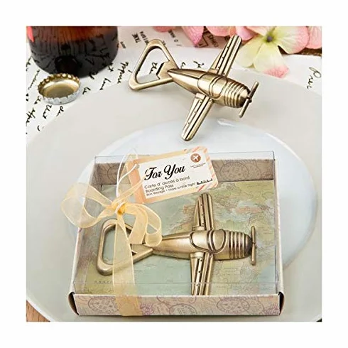 Abridor Abrebotellas Avión "Bon Voyage" en Caja de Regalo - Detalles Originales Invitados de Bodas, Regalos Comuniones y Recuerdos para Cumpleaños Infantiles