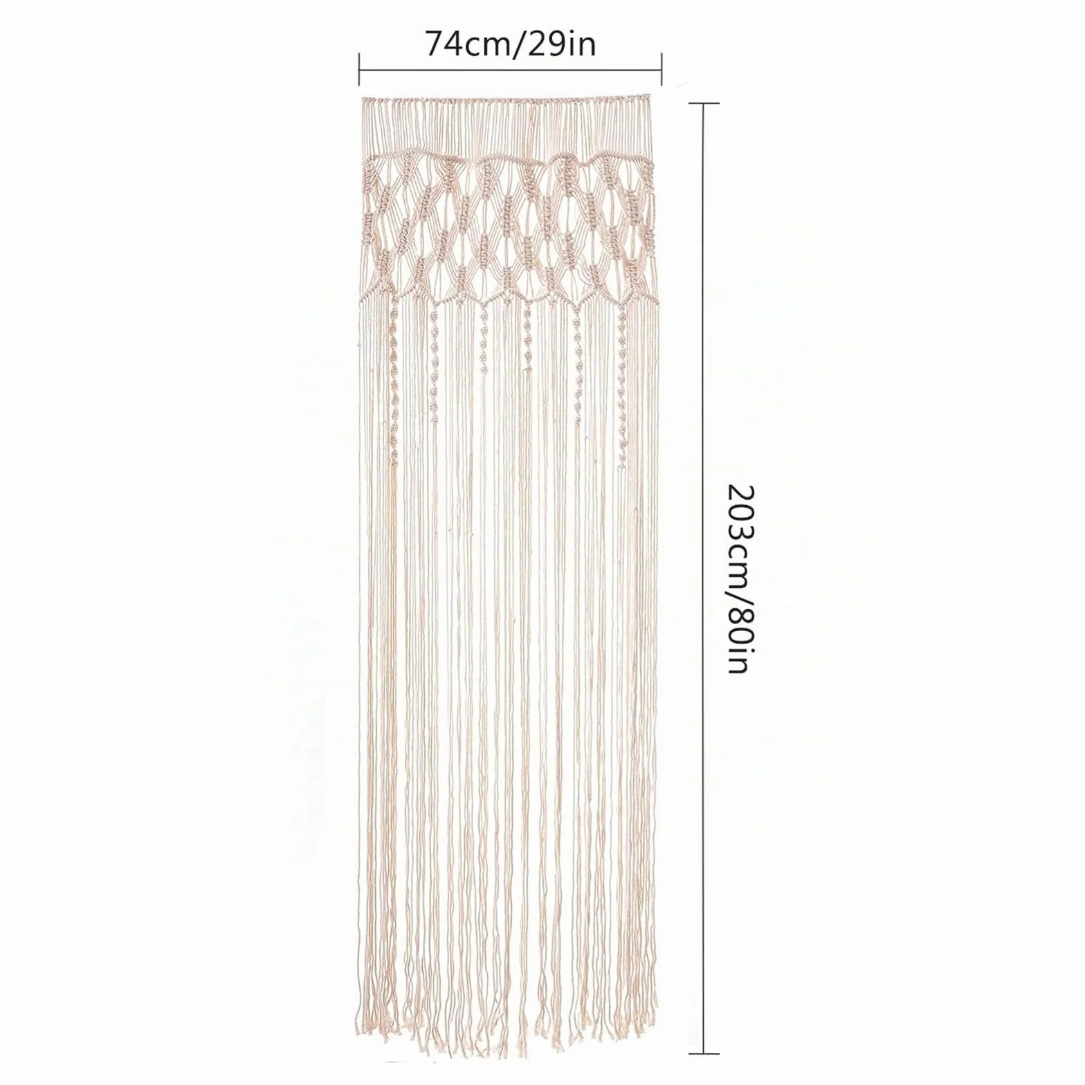 ANBOO Tapiz de pared de macramé, decoración bohemia, hecho a mano, tejido bohemio, macramé, cortina para puerta de fondo de boda, cortinas de ventana, 203 cm (largo) x 74 cm (ancho)