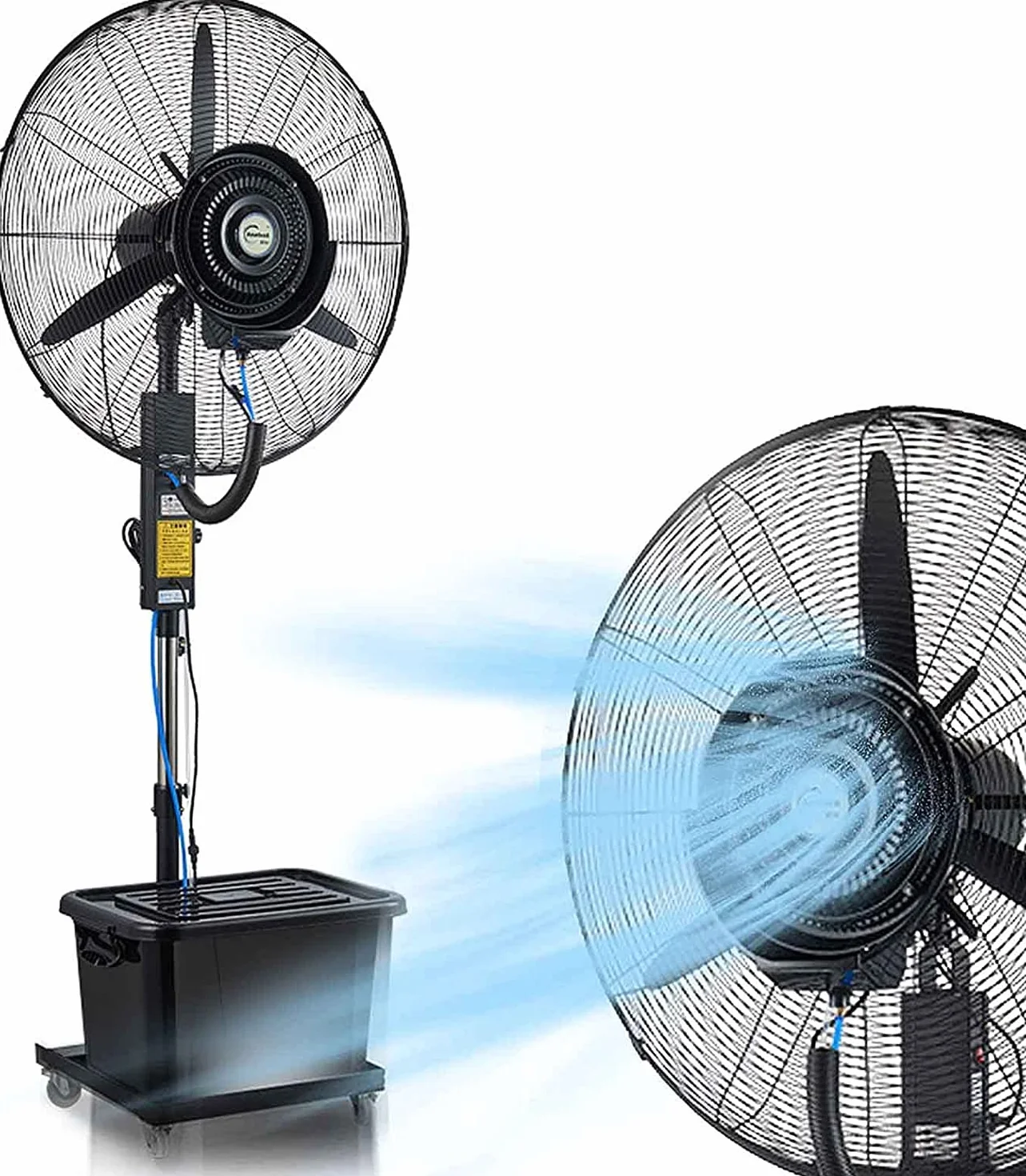Ventilador nebulizador industrial - Tanque de 42L - Oscilación 90° - Ventilador de pie profesional para uso comercial en interiores y exteriores