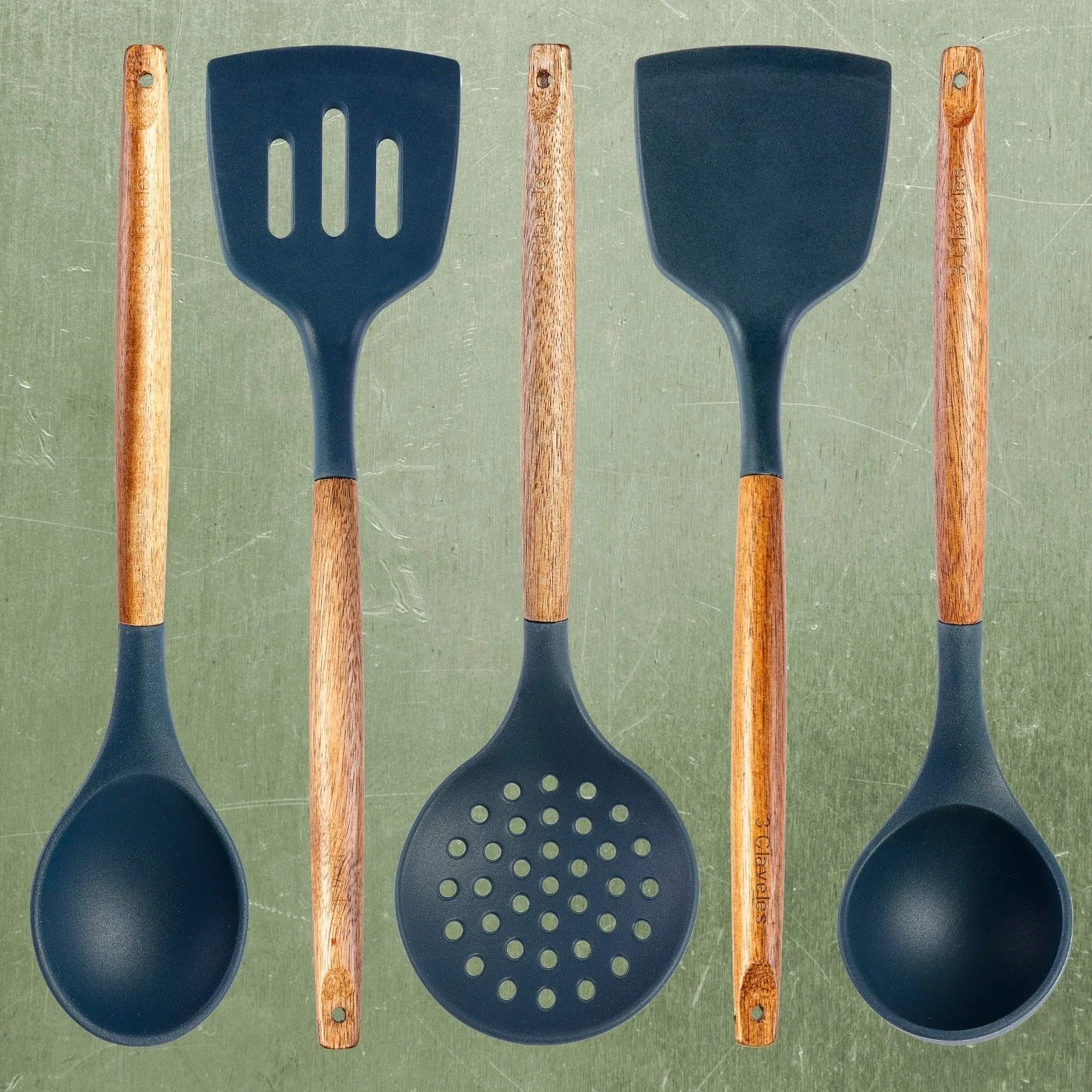 Espumadera de Madera de Haya y Silicona 33 cm BPA Free - 3 Claveles