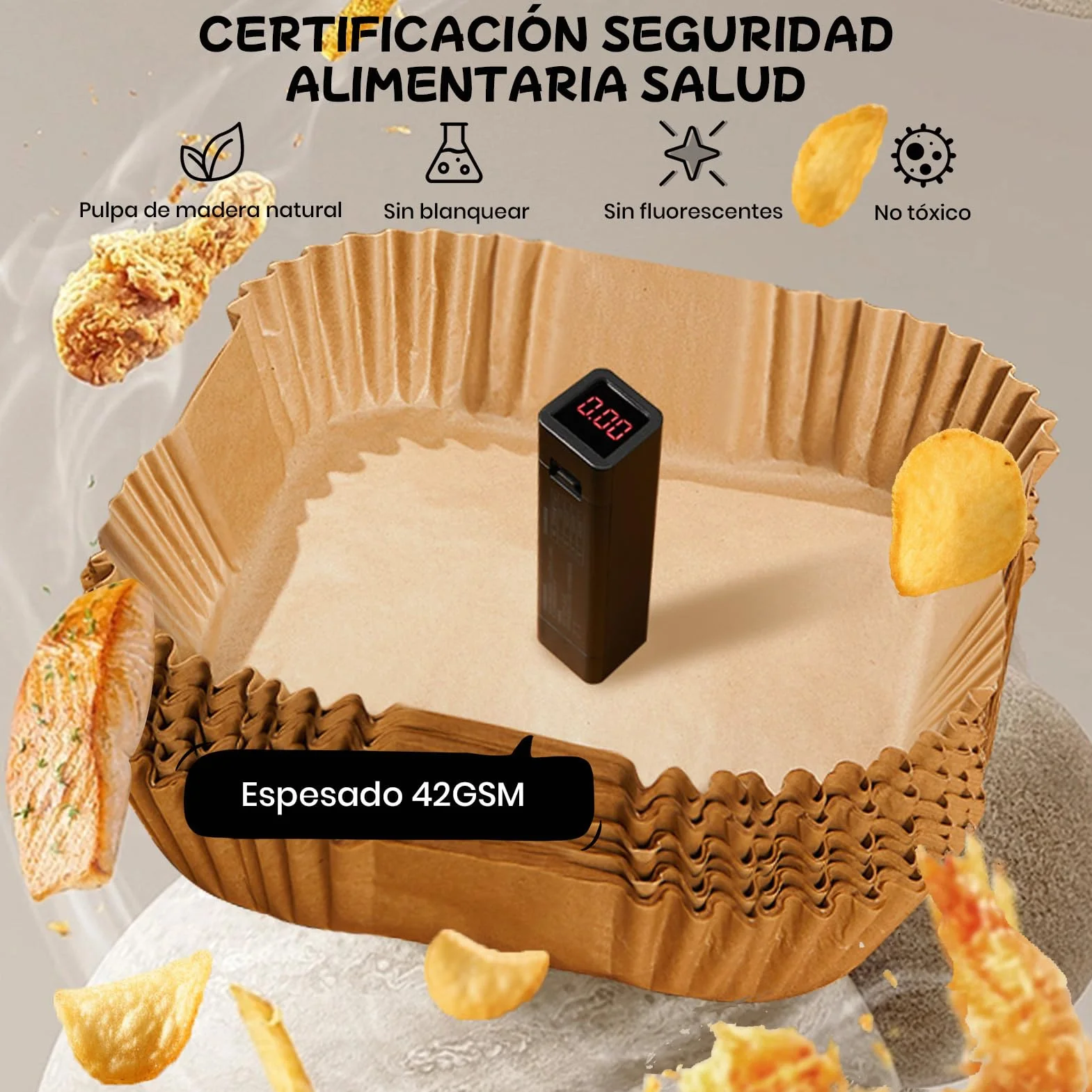 300 Piezas Papel Freidora de Aire 5-8L, 20-24CM Papel Air Fryer Cuadrado, Desechable Antiadherente para Horno Microondas, Perfecto para COSORI Cecotec 5,5 6L