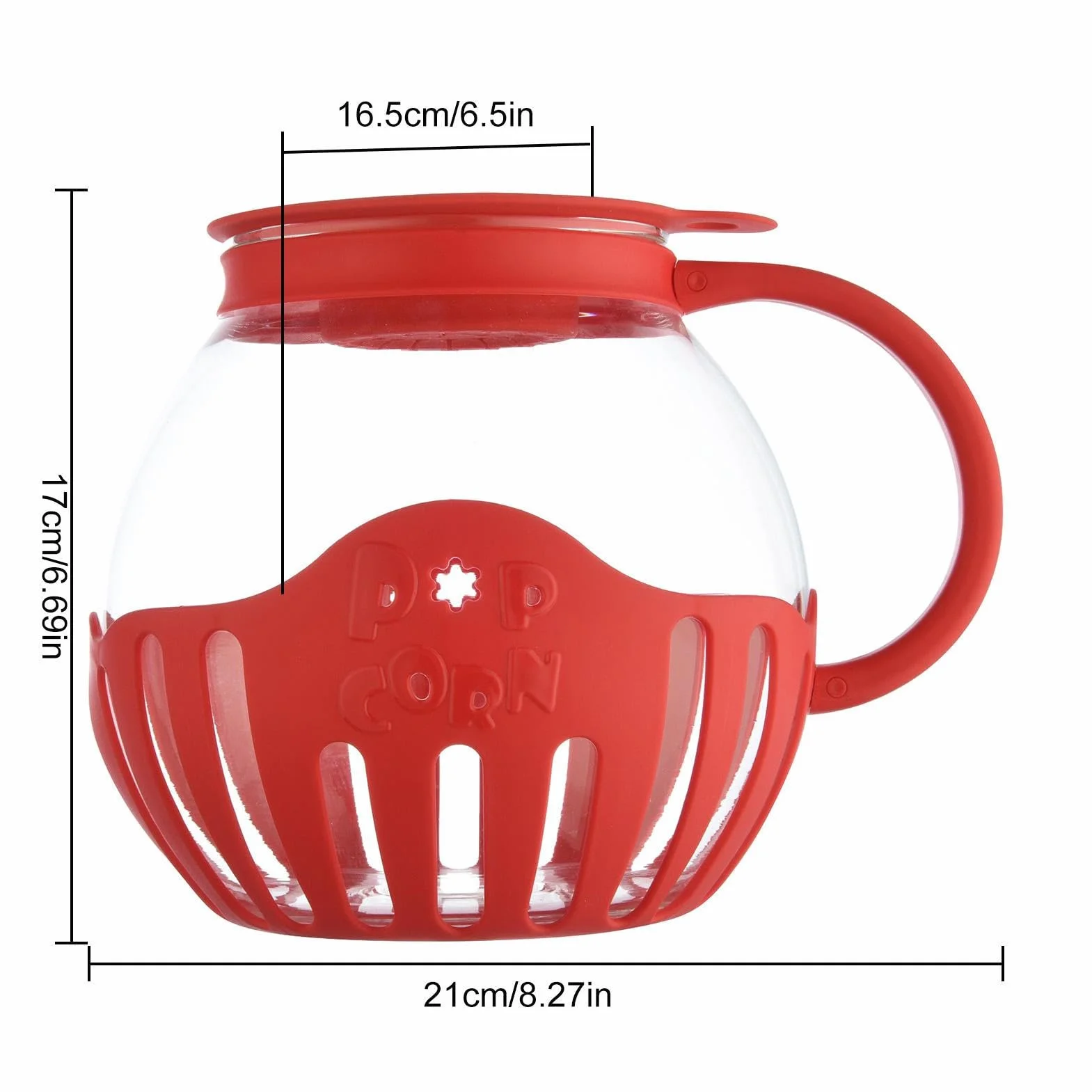 Recipiente de palomitas de maíz para microondas, vidrio de borosilicato 2.25 cuartos