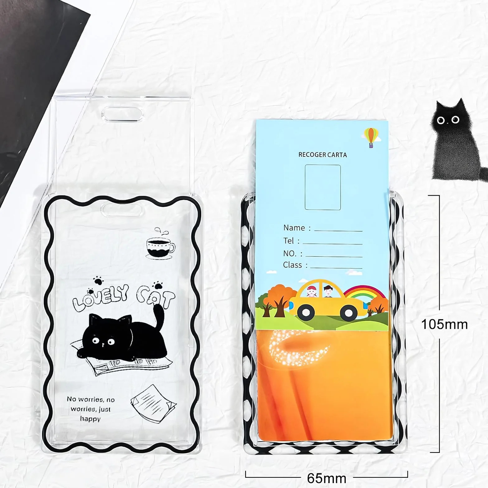 Photocard Holder, Clear Black Cat Acrylic Card Sleeves, Picture Frames, Top Loaders for Cards, Photocard Holder Keychain, Cute Design,Album