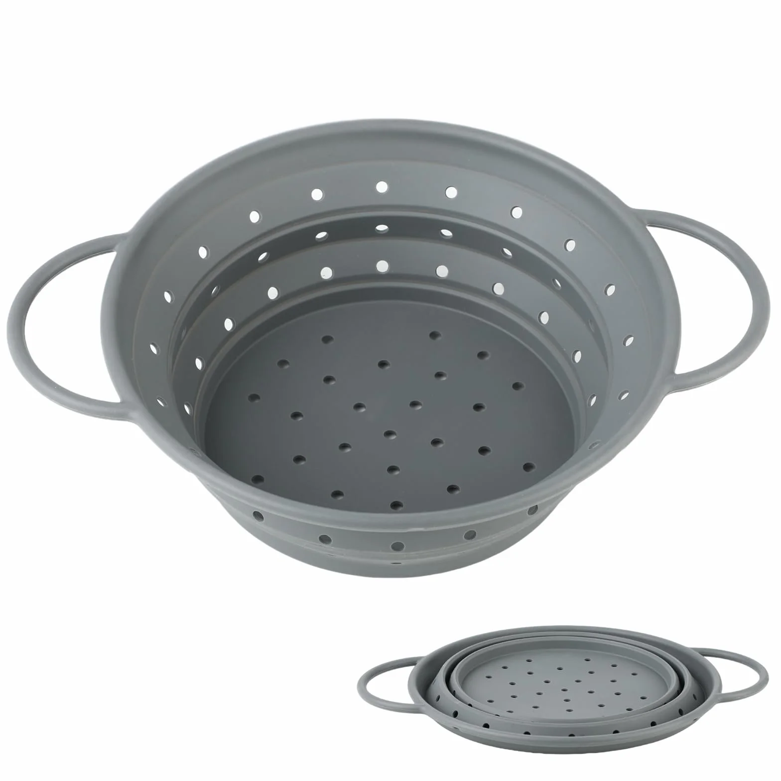 Escurridor de Cocina en Silicona Plegable 28x22.5cm, Resistente al Calor, Sin BPA para Pasta y Verduras