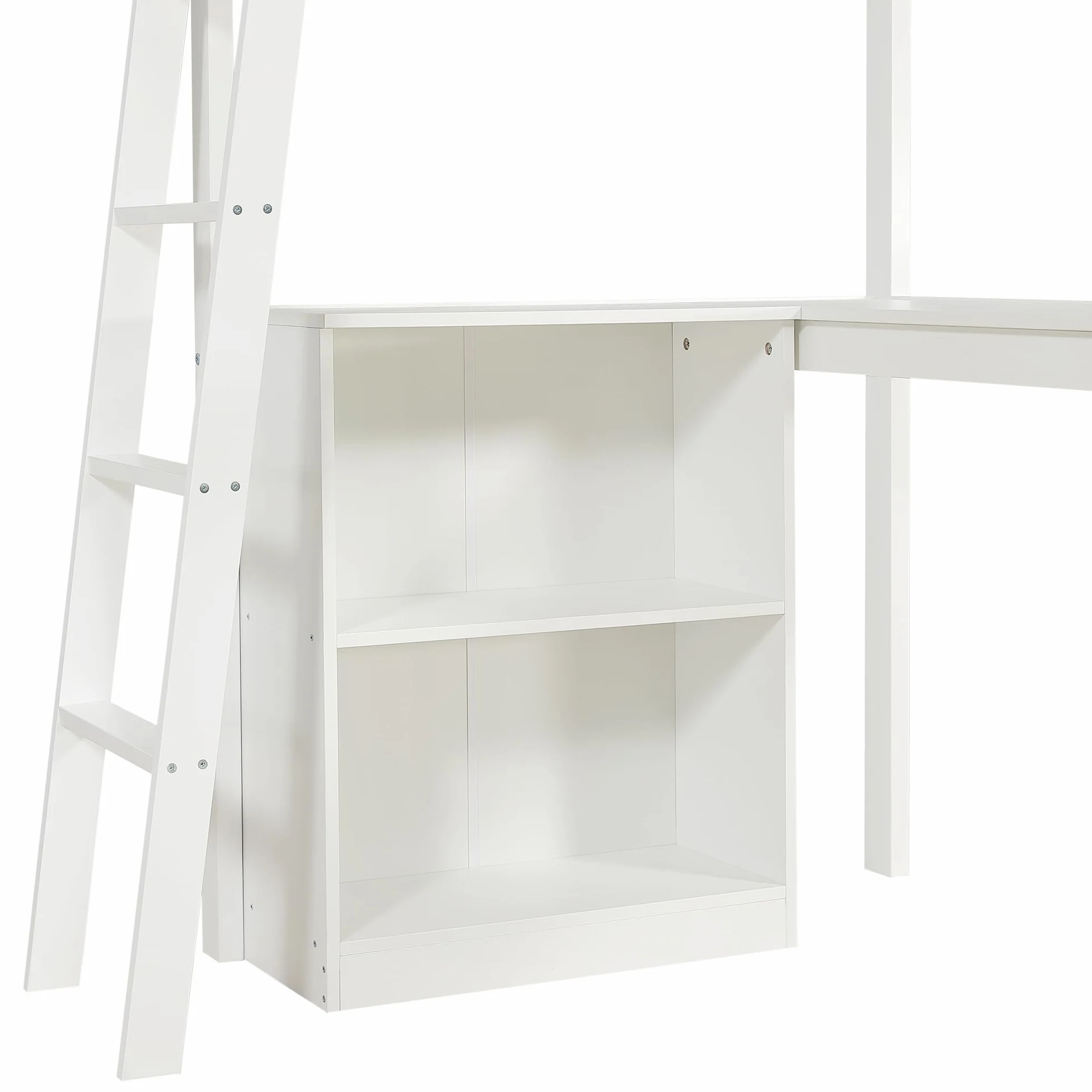 SUKY Cama Alta 90x200 cm con Estante de Almacenamiento y Barandilla de Seguridad