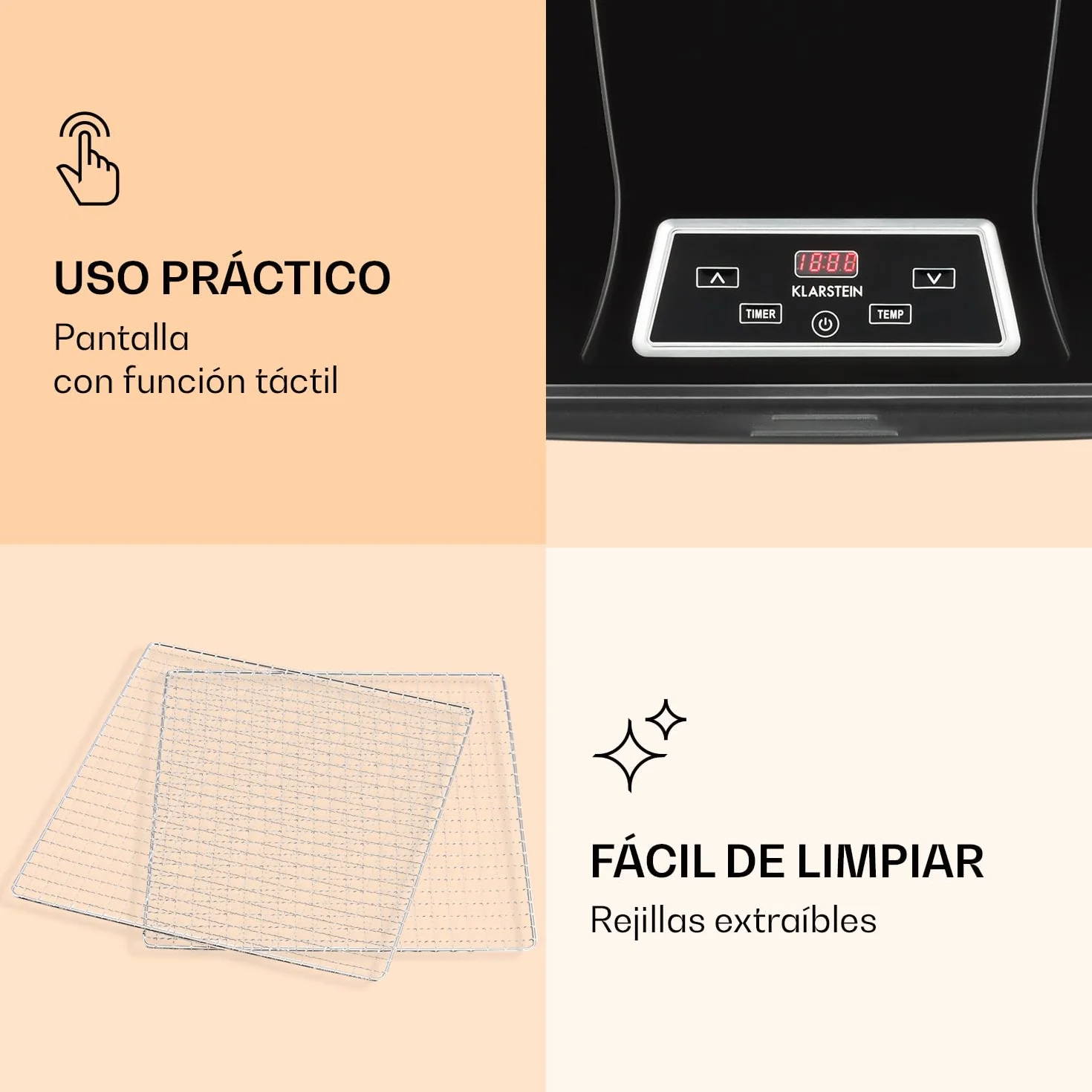 Klarstein Fruit Jerky Plus Deshidratador de alimentos 500W 35-70°C 6 rejillas Negro