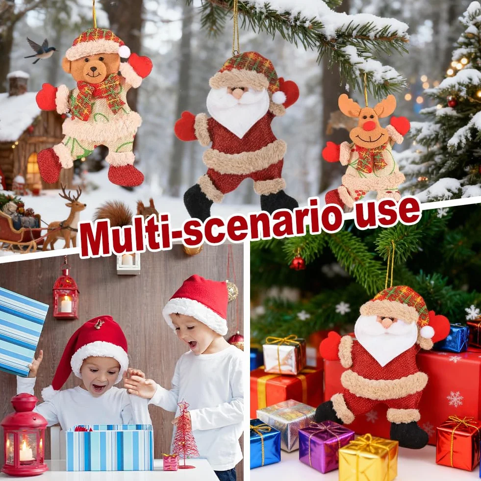 Adornos Navidad Árbol 8 Piezas Divertidos Muñecos Noel Muñeco de Nieve Oso Colgante Decoración