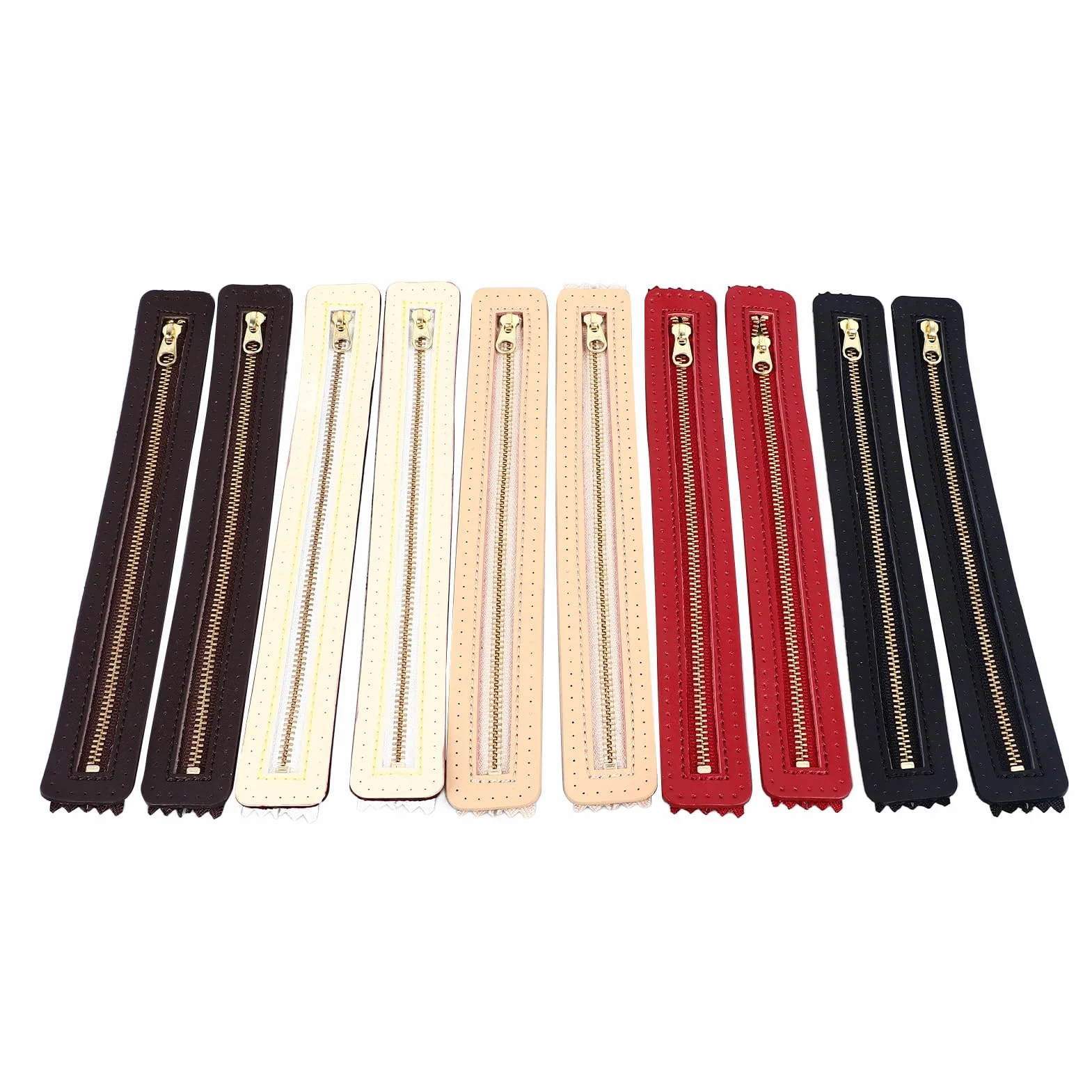 10 cremalleras de cuero para bricolaje, cremallera de piel de vaca auténtica para bolsa, accesorio de costura hecho a mano con dientes de metal, colores surtidos para ropa y proyectos textiles para el
