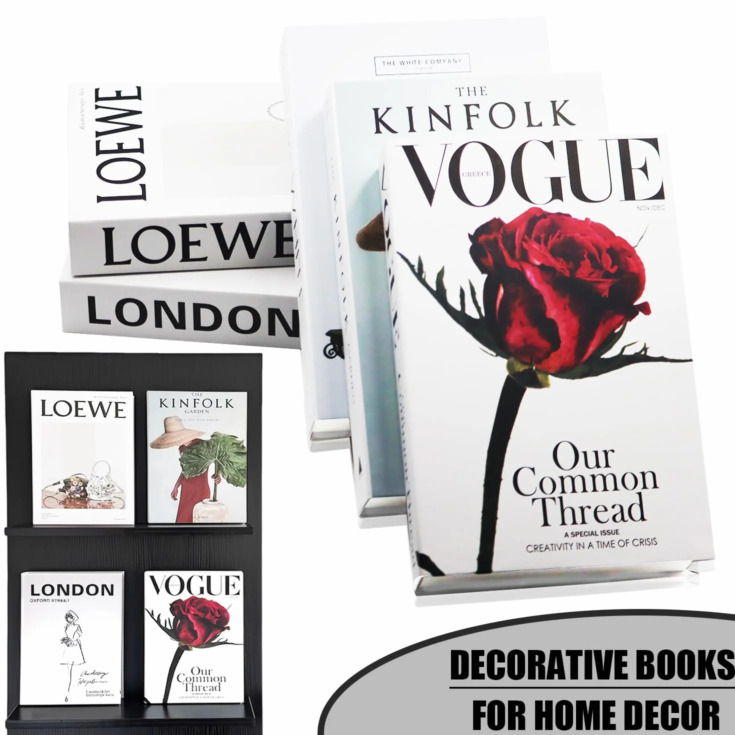 5 Piezas Libros Decorativos Moda Libro Decoracion Falsos de Interiores Moderno Libros Decorativos Falsos para Decoración, Estantería, Mesa de Centro del Hogar (5 Piezas E)
