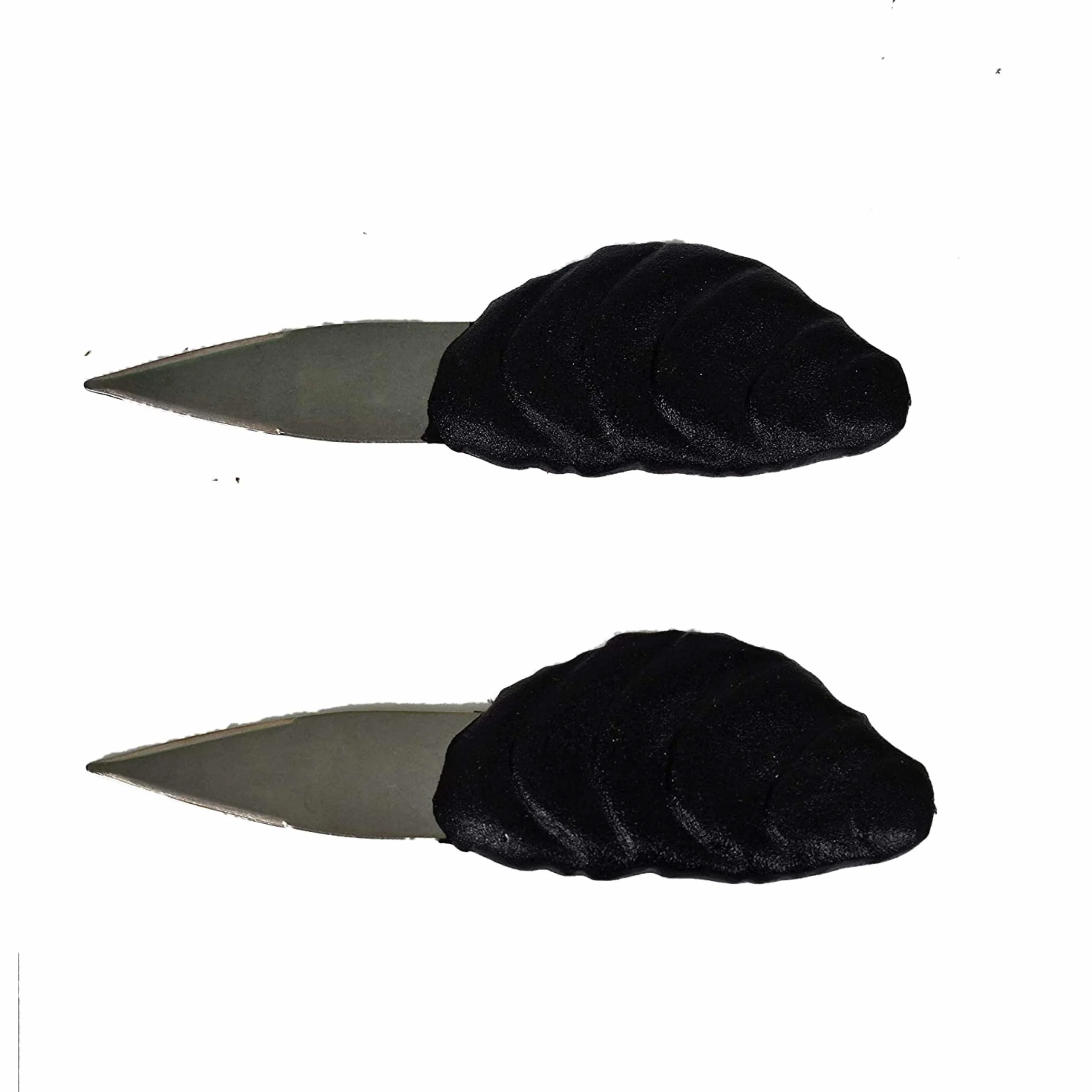 Juego de 2 cuchillos de ostras inoxidable ecológico negro de fabricación francesa, fabricado en Francia, cada cuchillo tiene una hoja de acero inoxidable y su mango con decoración de ostras