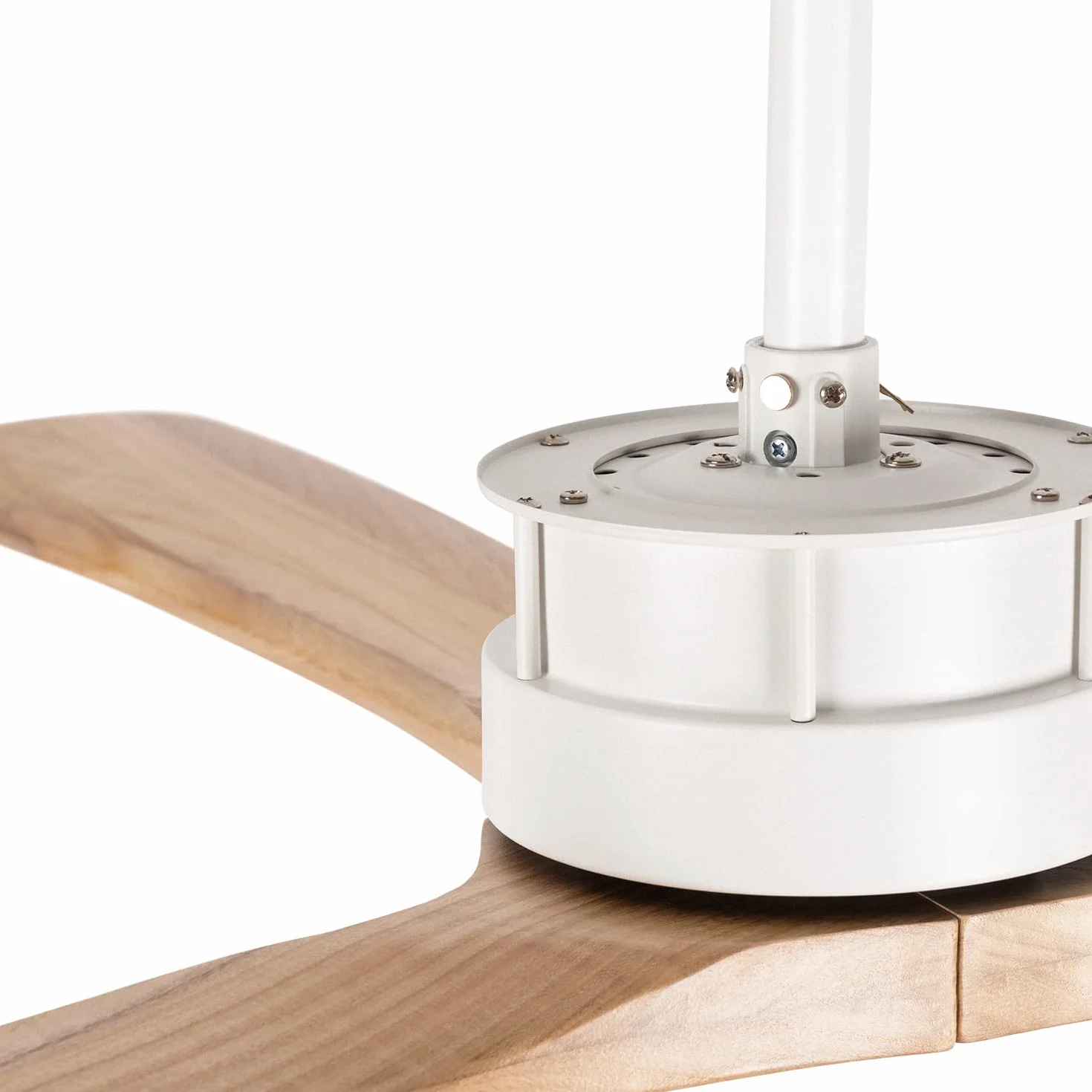 CREATE / WINDLARGE/Ventilador de techo blanco aspas madera natural con mando / 40W, XL, silencioso, 6 velocidades, Ø152 cm, temporizador, 2 alturas, función verano-invierno