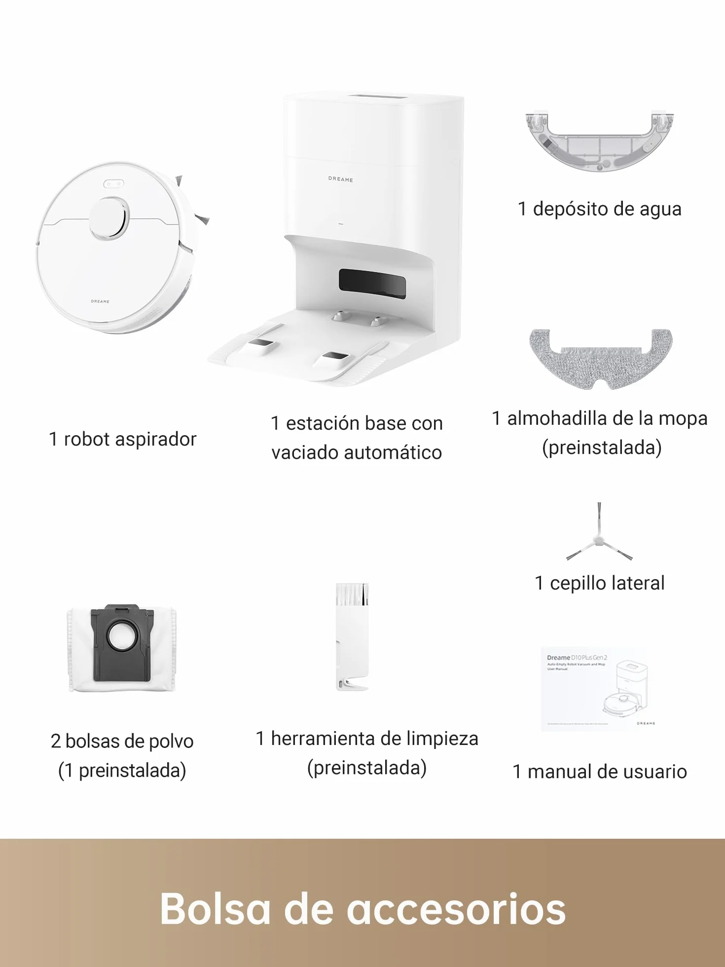 DREAME D10 Plus Gen 2 Robot Aspirador y Fregasuelos 2 en 1 6.000Pa LiDAR Navegación 5200 mAh Blanco