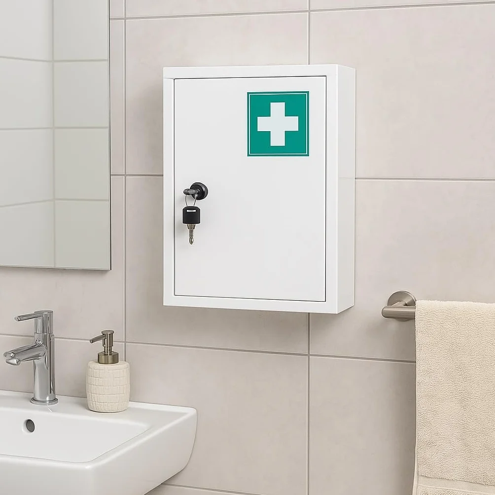 Bambelaa! Armario de medicamentos colgante grande con cerradura 31,5 x 10